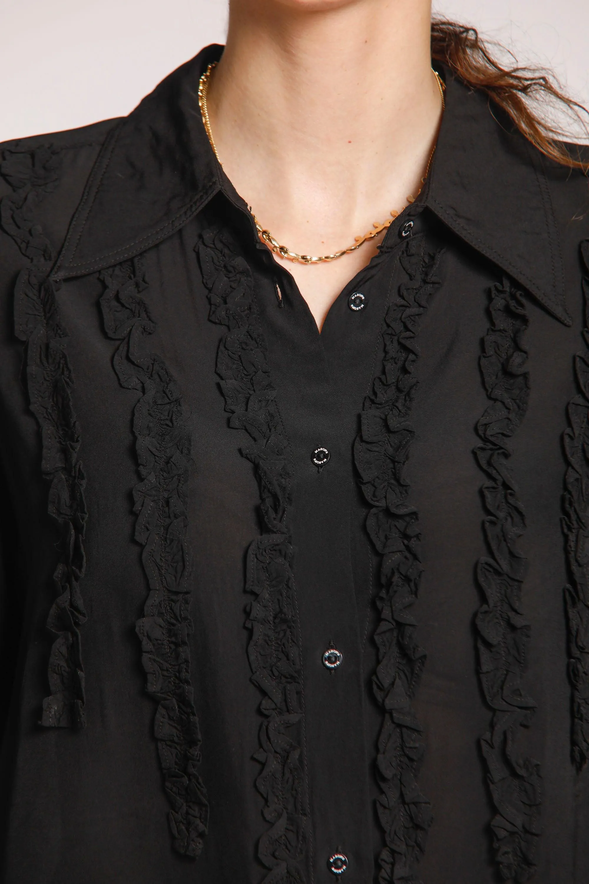 Nicole woman long-sleeved viscose shirt with ruffles sold by Mason's product image thumbnail 3