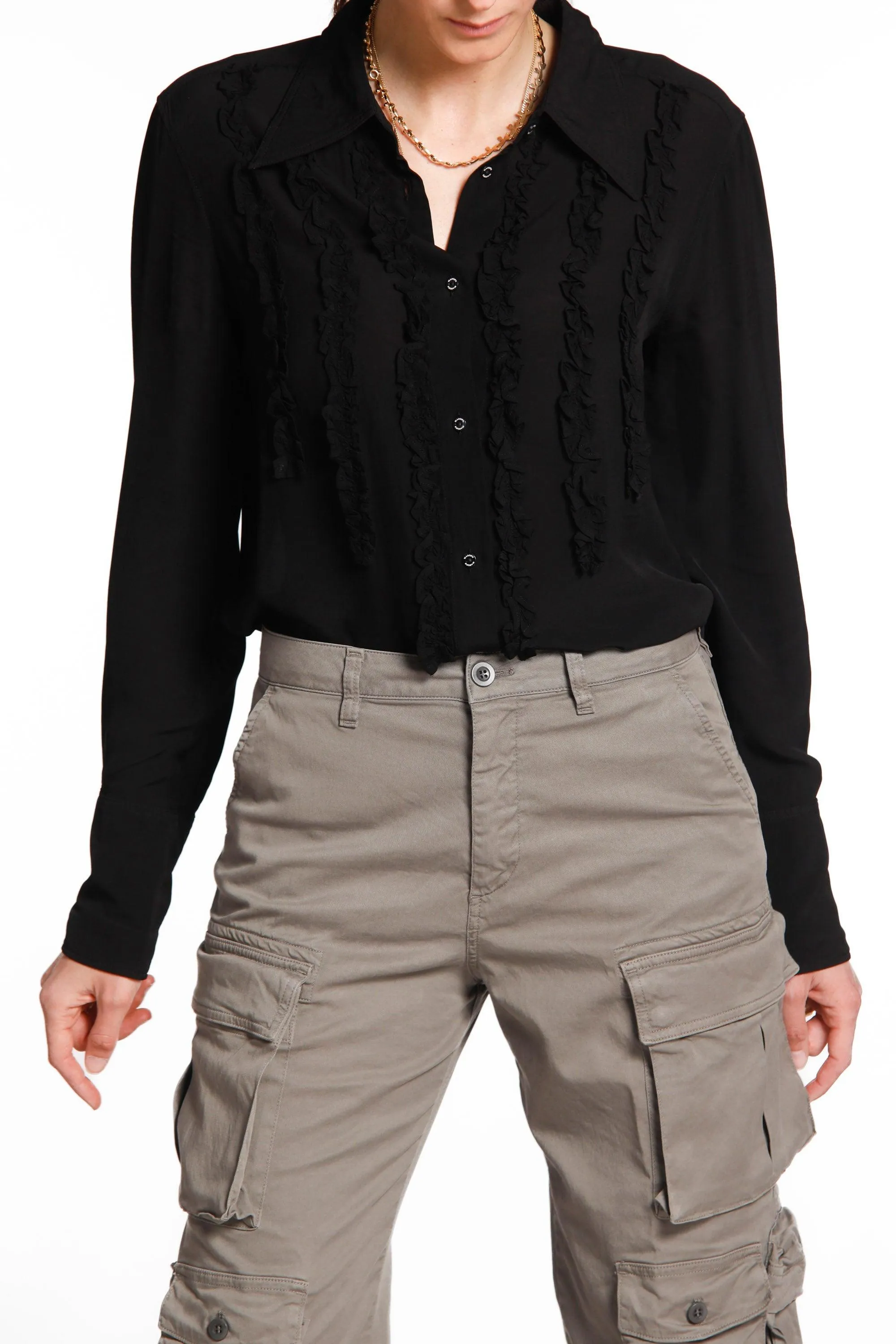 Nicole woman long-sleeved viscose shirt with ruffles sold by Mason's product image thumbnail 2