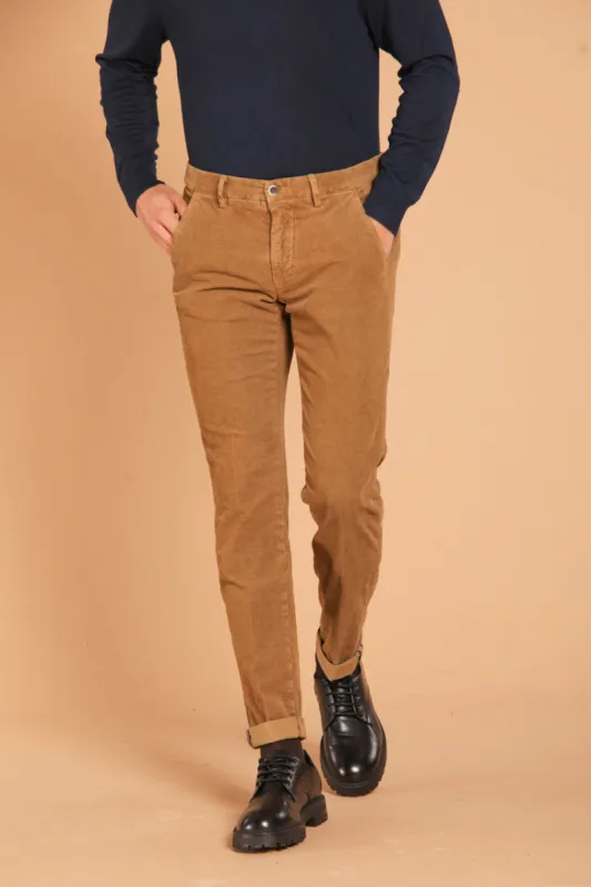 Torino men's chino pants in velvet 1500 striped slim fit ① sold by Mason's