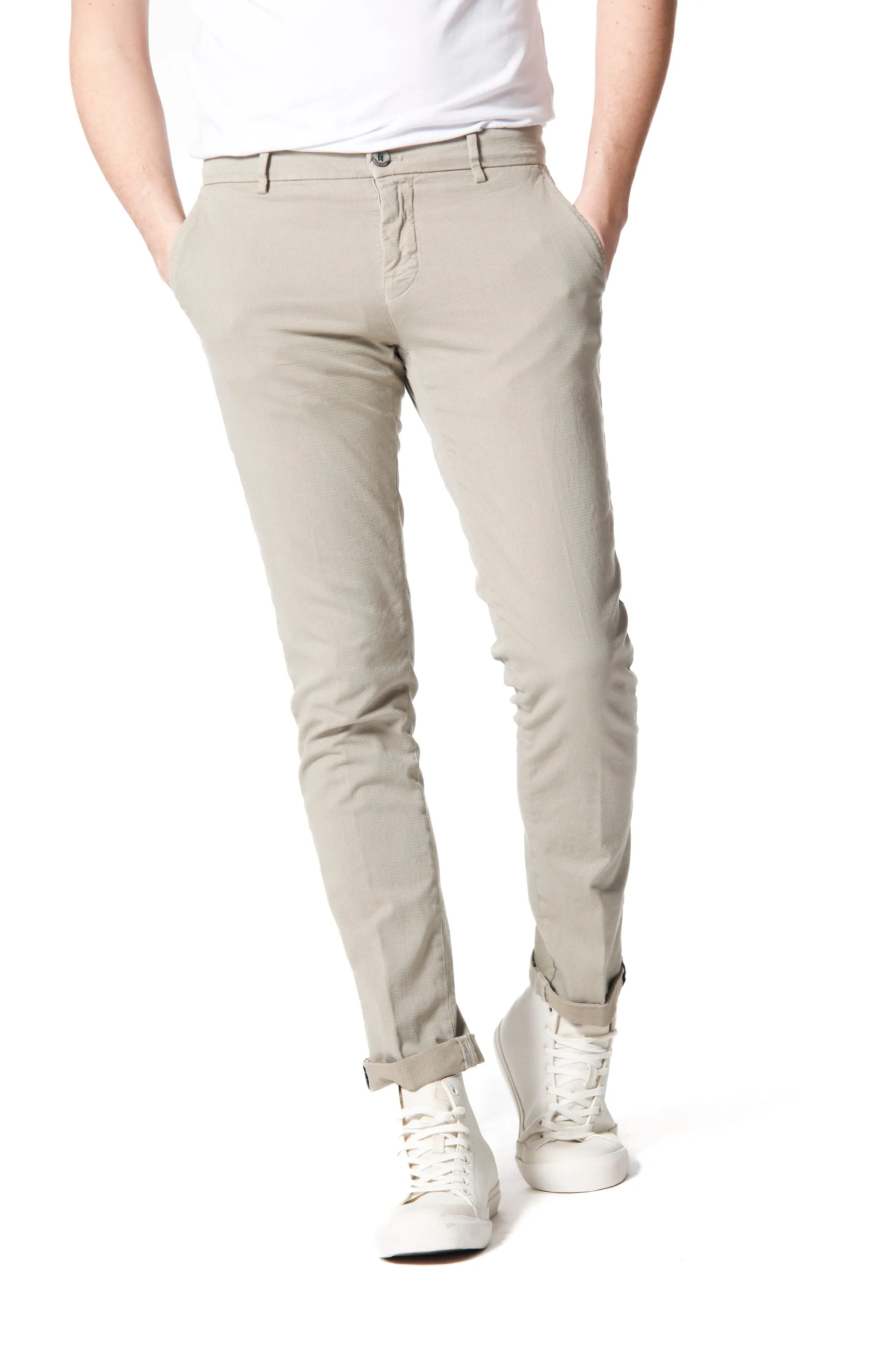 Milano Style man chino pants in jacquard cotton extra slim sold by Mason's