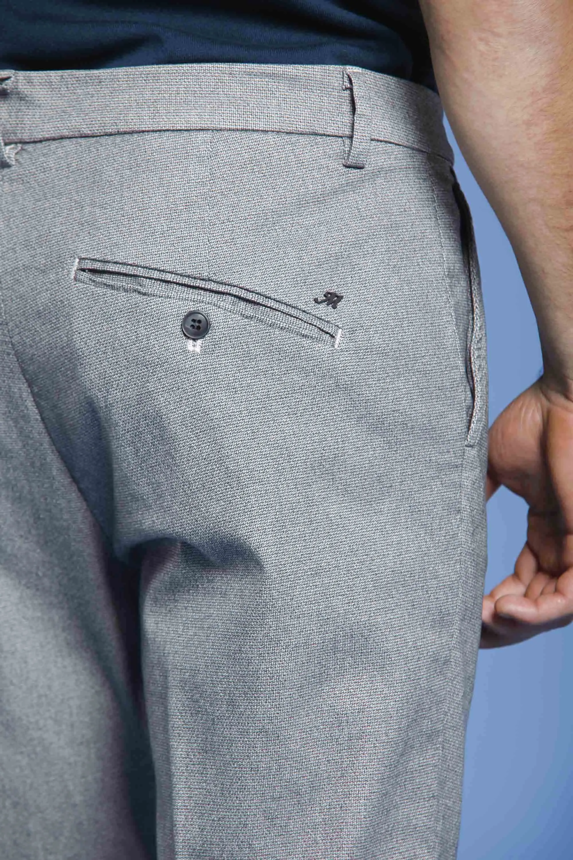 Osaka Style man chino pant in cotton modal with micro design carrot fit sold by Mason's product image thumbnail 5