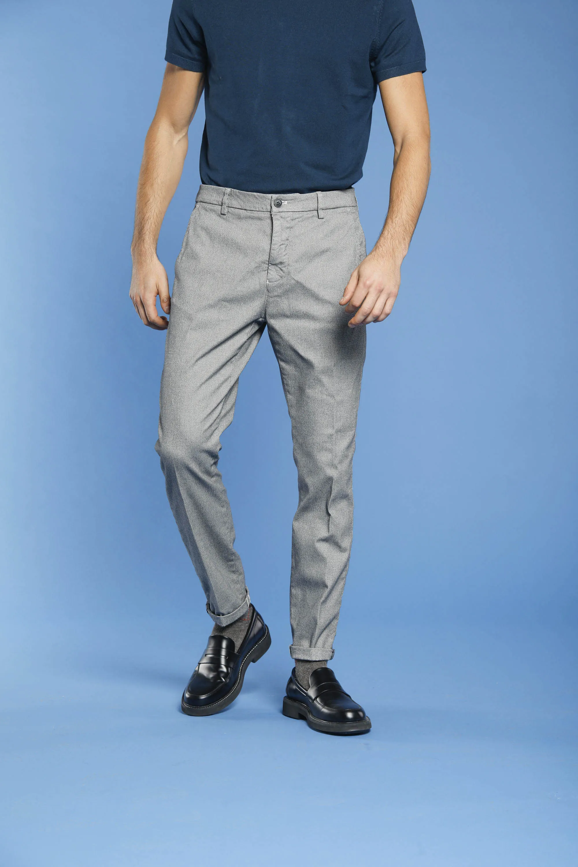 Osaka Style man chino pant in cotton modal with micro design carrot fit sold by Mason's