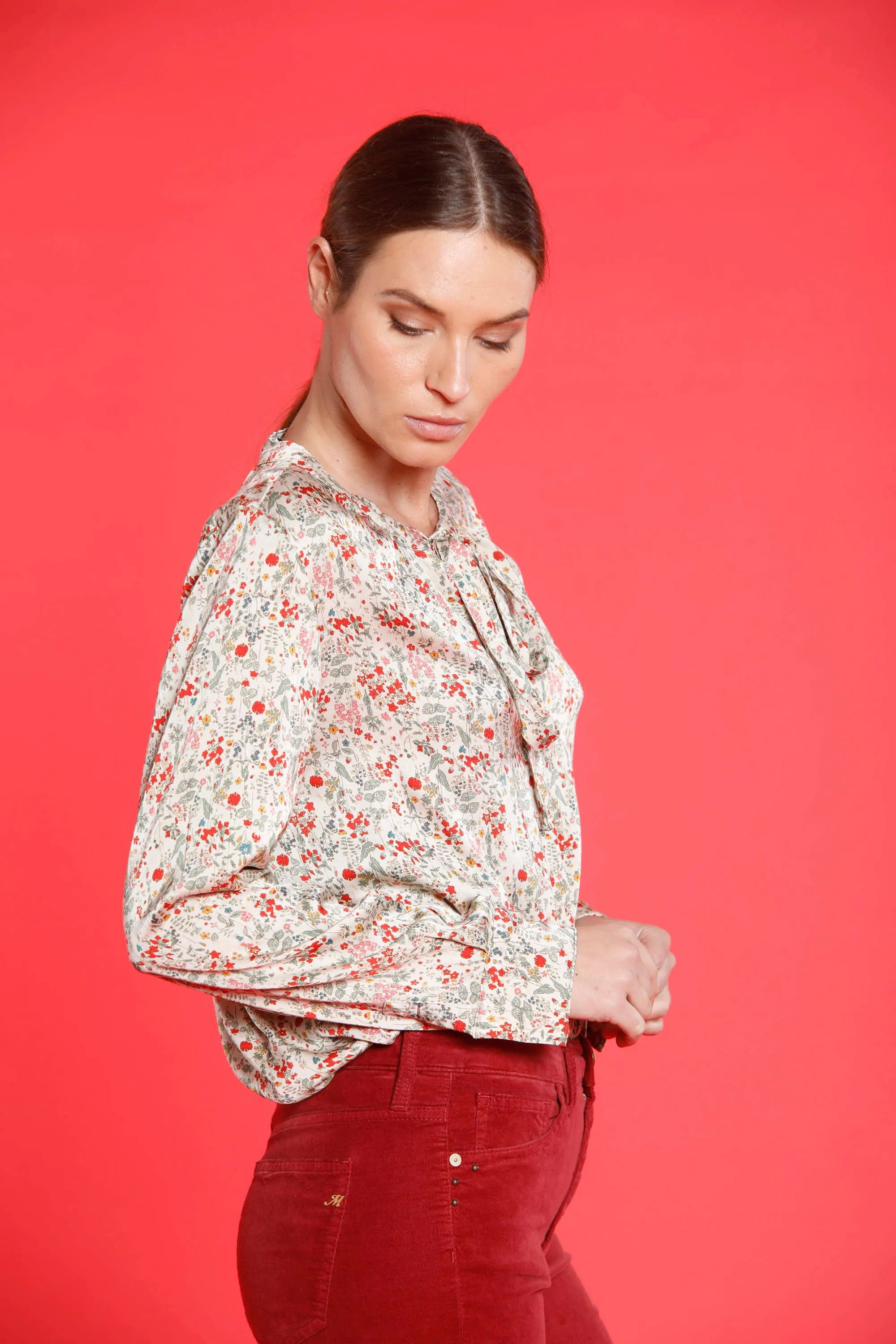 Adele Bow woman flowery viscose shirt with ribbon sold by Mason's product image thumbnail 4