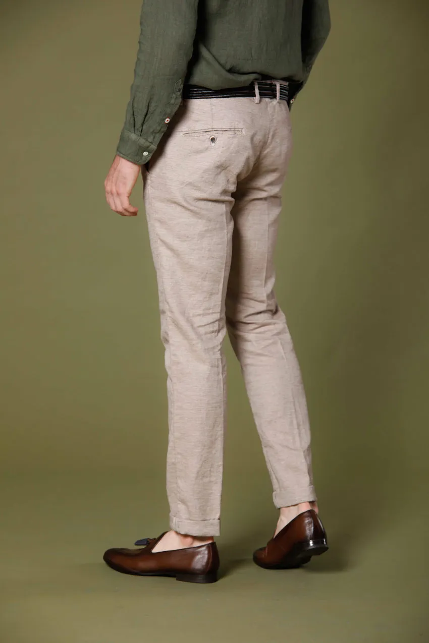 Torino Style men's chino pants in linen and cotton with houndstooth pattern slim sold by Mason's product image thumbnail 3