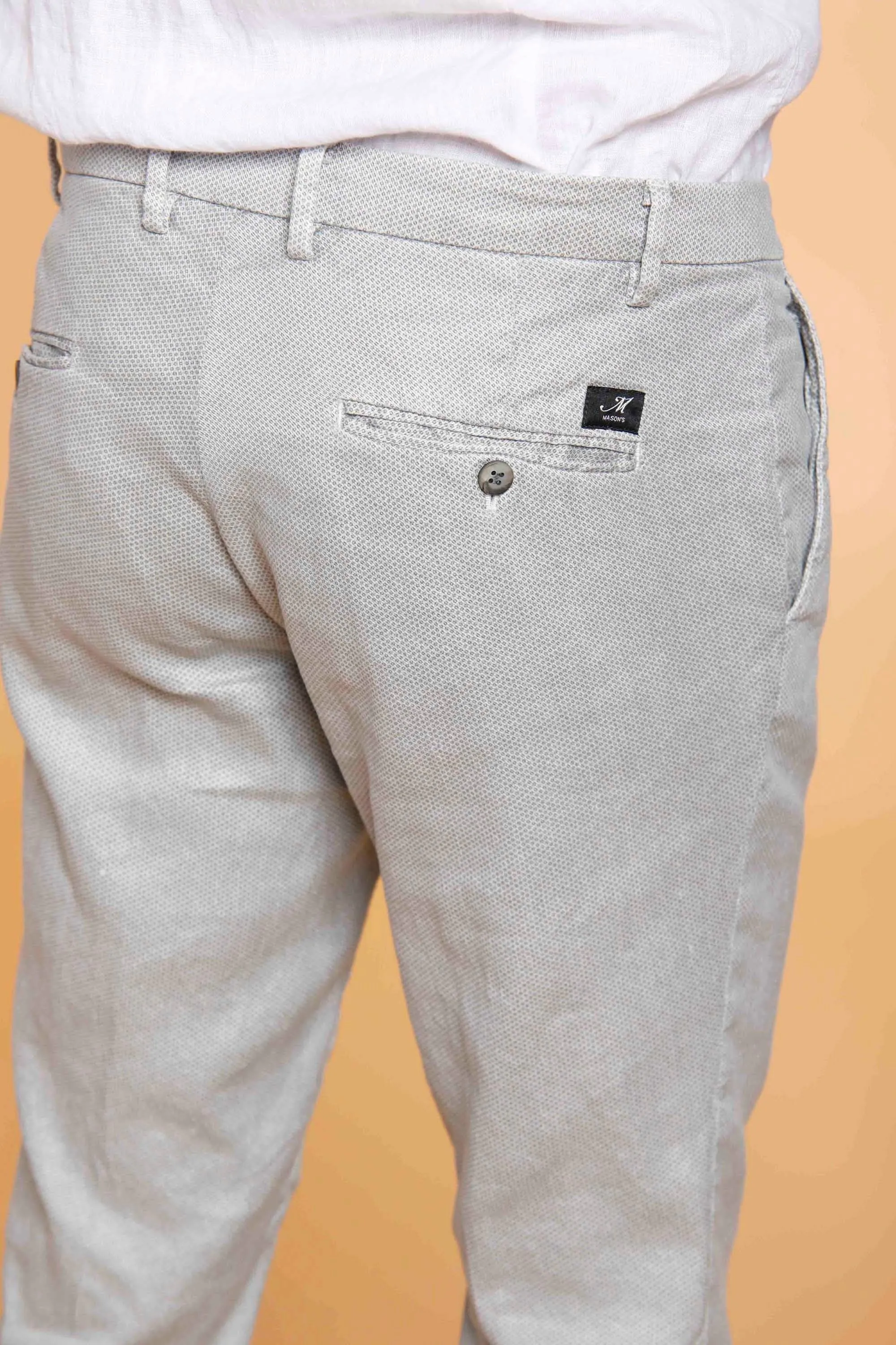 Milano Style man chino pants in linen and cotton with micropattern extra slim sold by Mason's product image thumbnail 5