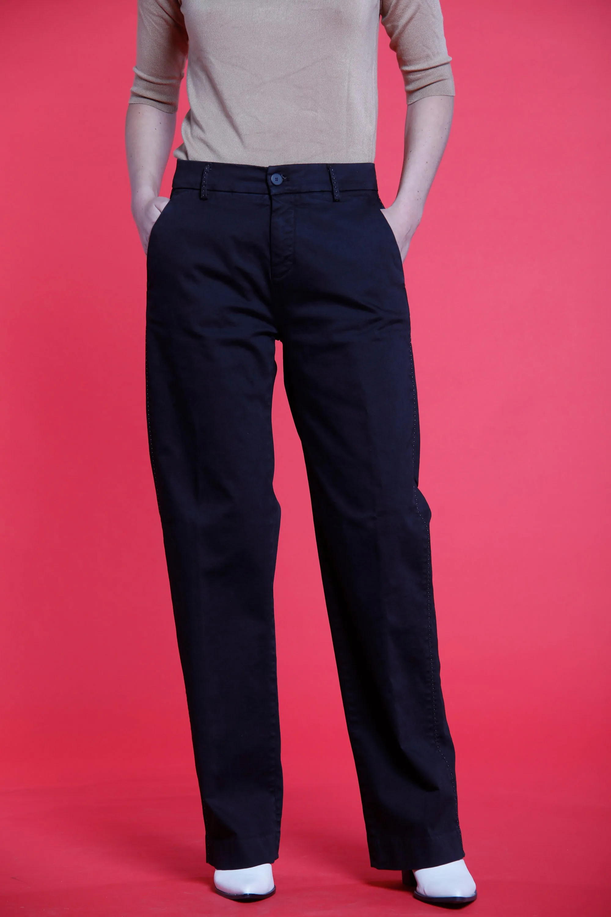 New York Straight woman satin chino pants sold by Mason's