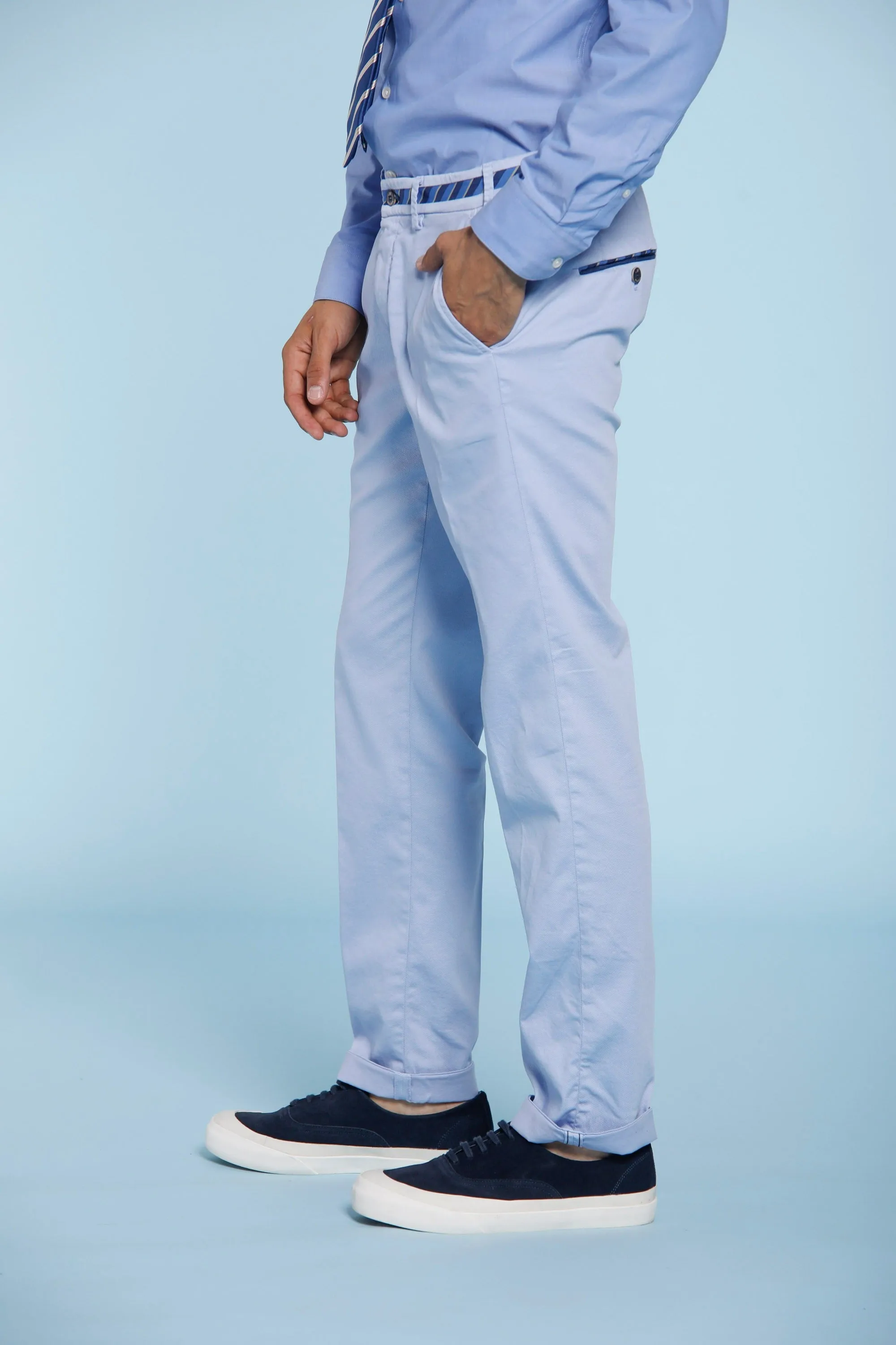 Torino Regimental man chino pants in cotton and tencel with ribbon slim sold by Mason's product image thumbnail 4