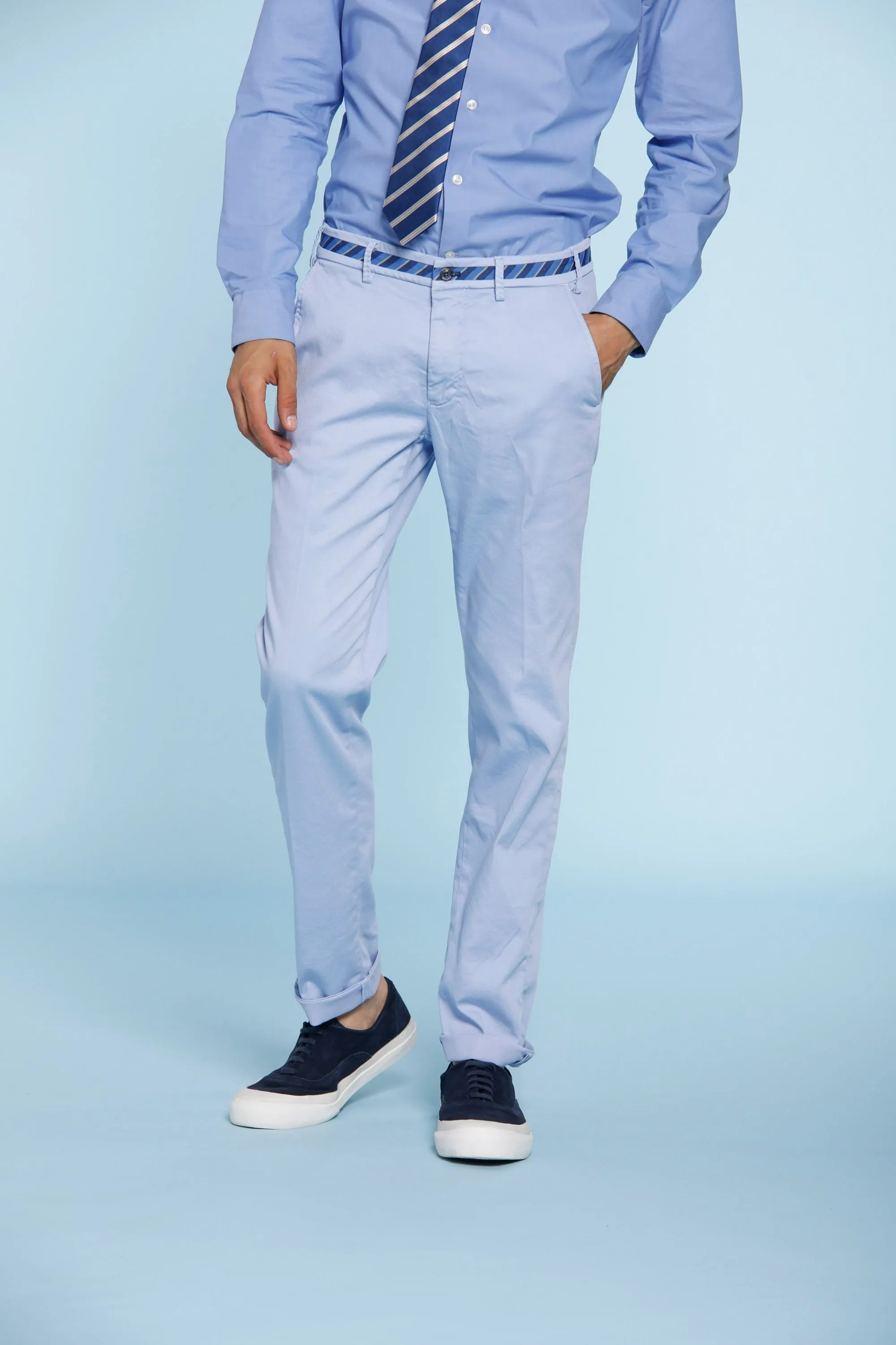 Torino Regimental man chino pants in cotton and tencel with ribbon slim sold by Mason's product image thumbnail 2