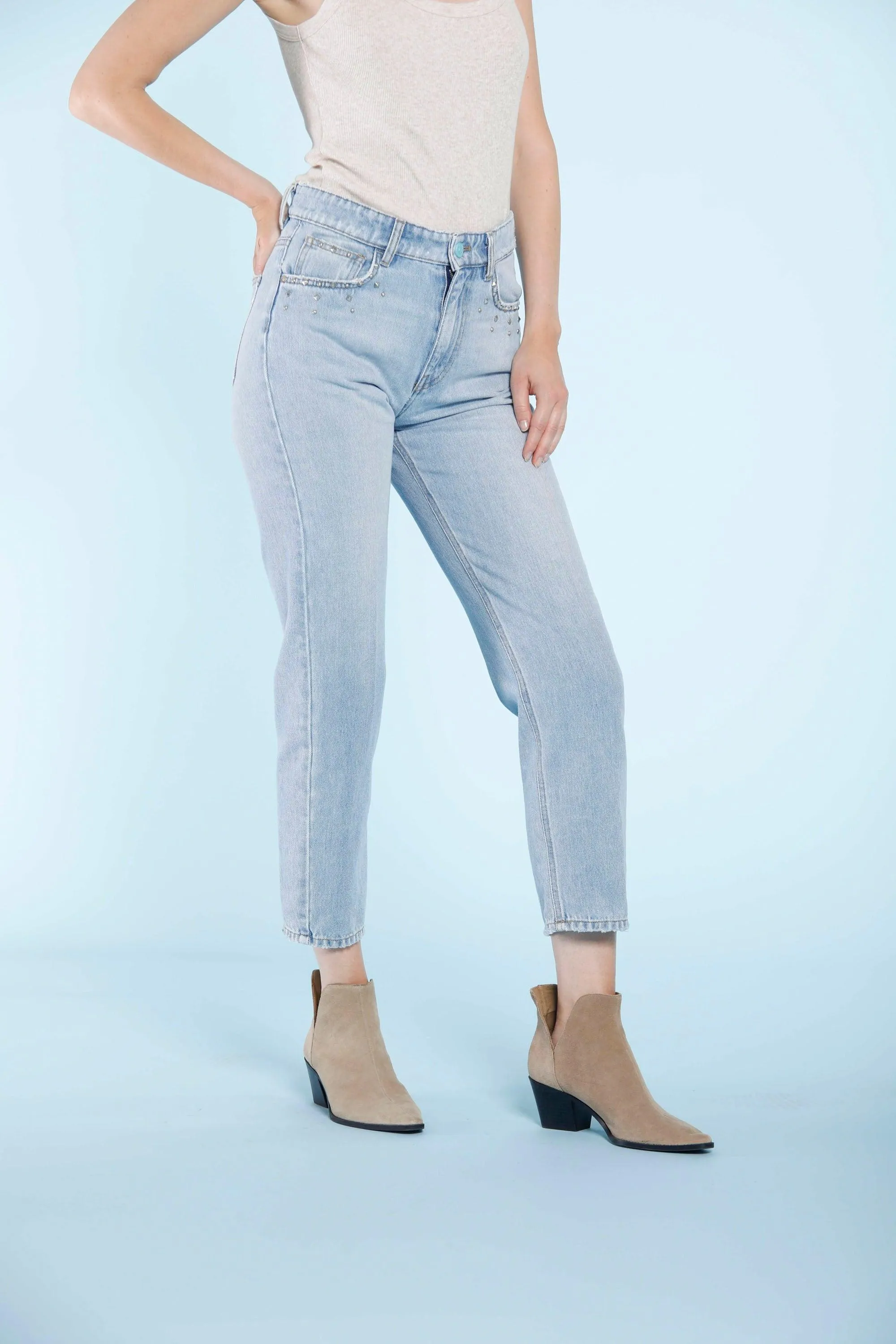 Agnes women's 5-pocket denim trousers with studs regular sold by Mason's