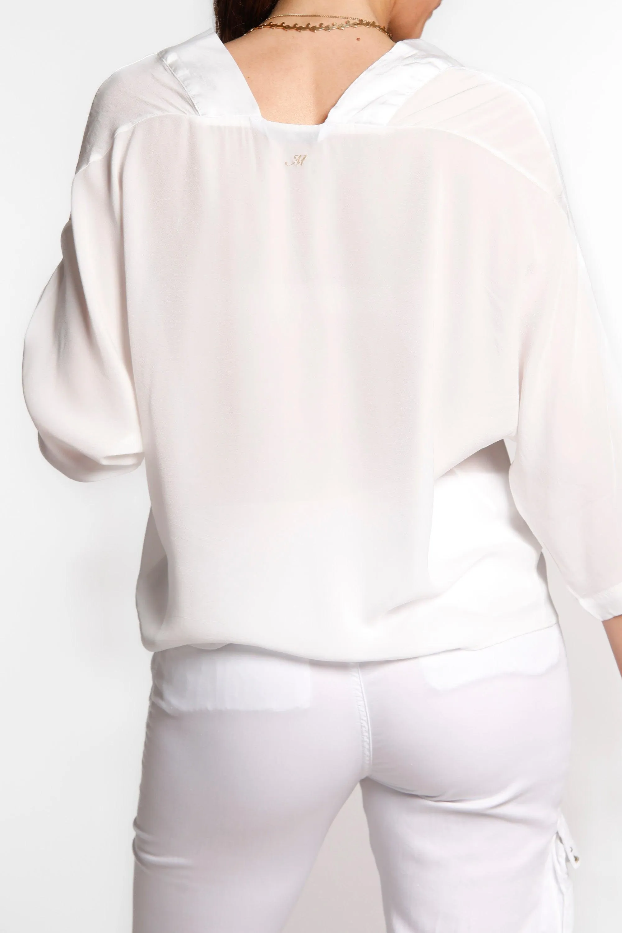 Sandra woman shirt in viscose with V-neck and wide sleeves sold by Mason's product image thumbnail 4