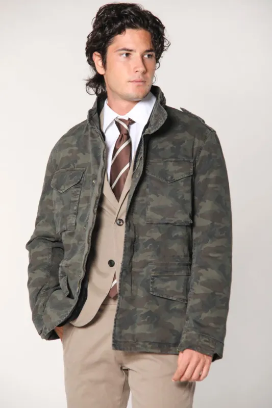 Jacket M74 man Field Jacket in satin with camouflage pattern slim fit sold by Mason's