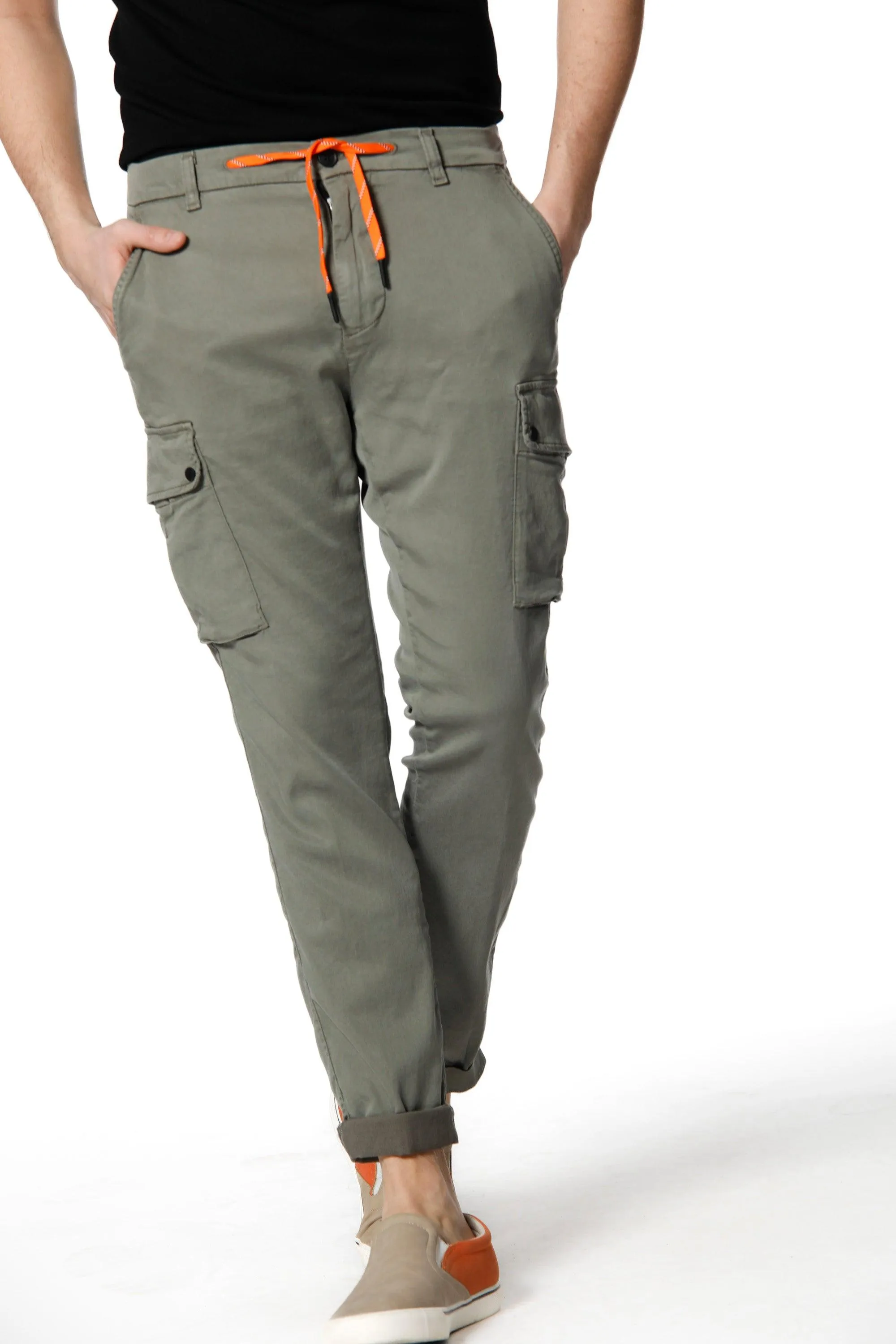 Chile Athleisure man cargo pants in jersey with drawstring carrot fit sold by Mason's