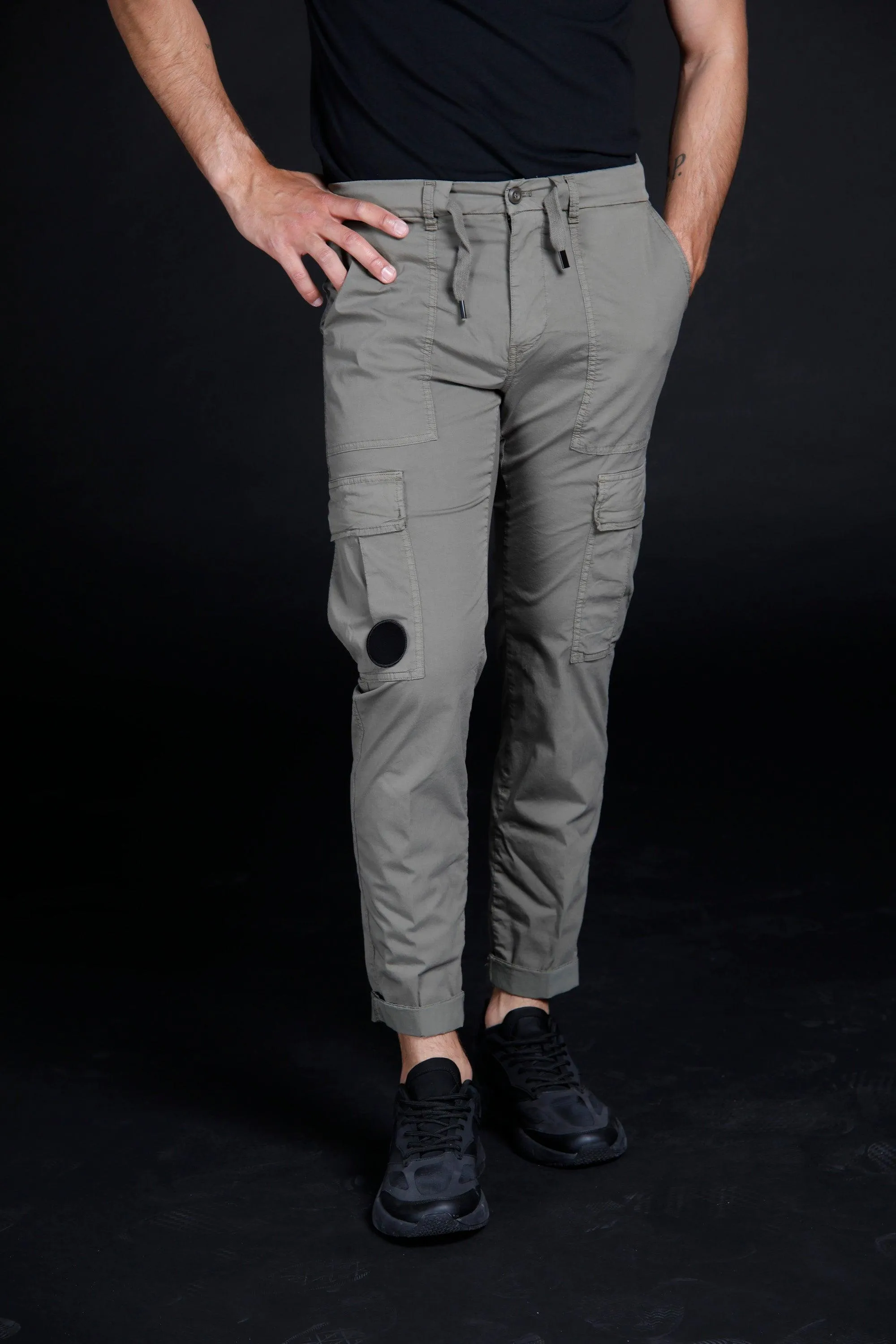 Rio de Janeiro man cargo pants in stretch nylon and gabardine Logo edition carrot fit sold by Mason's