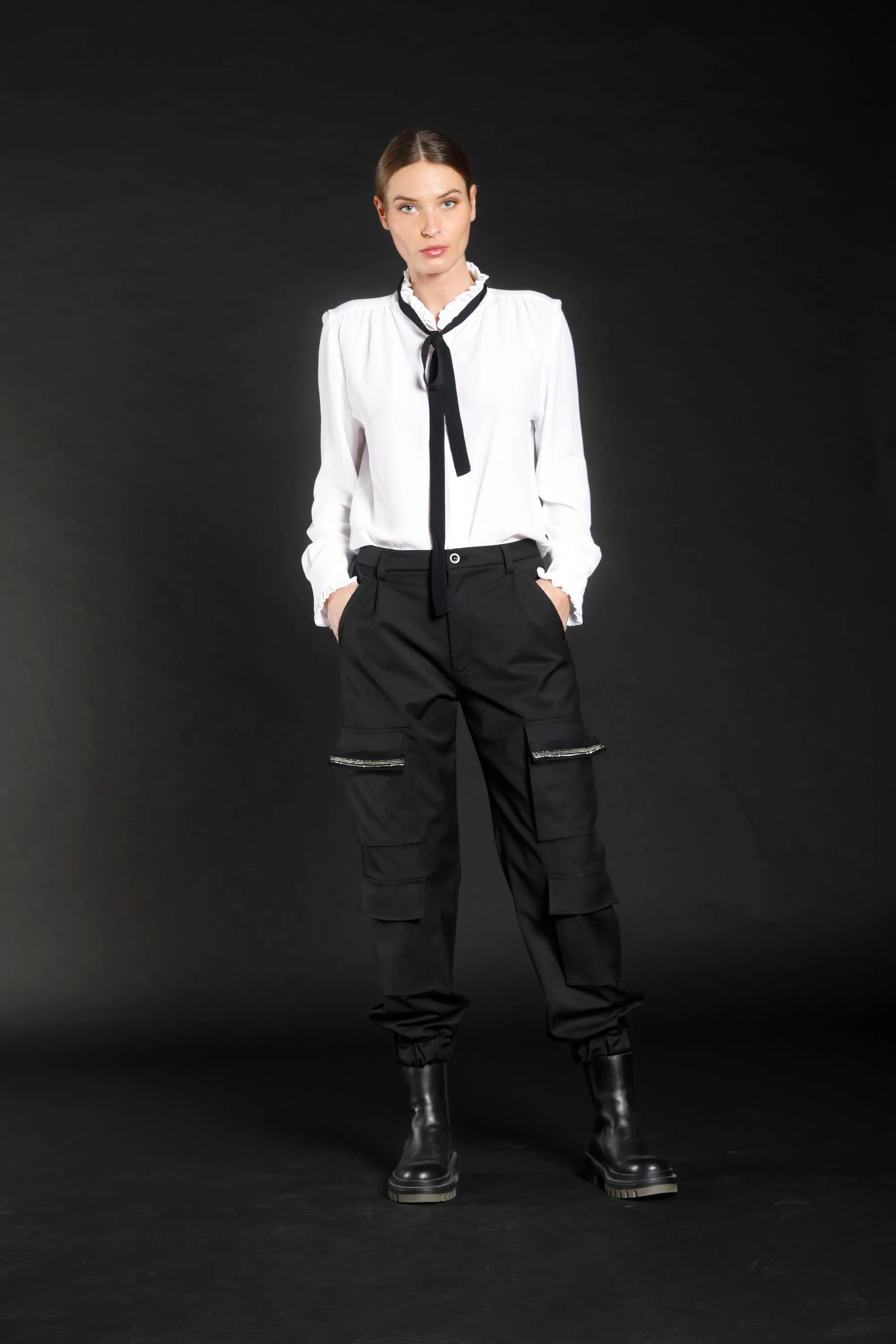 Evita Cargo woman cargo pants in virgin wool curvy ① sold by Mason's product image thumbnail 3