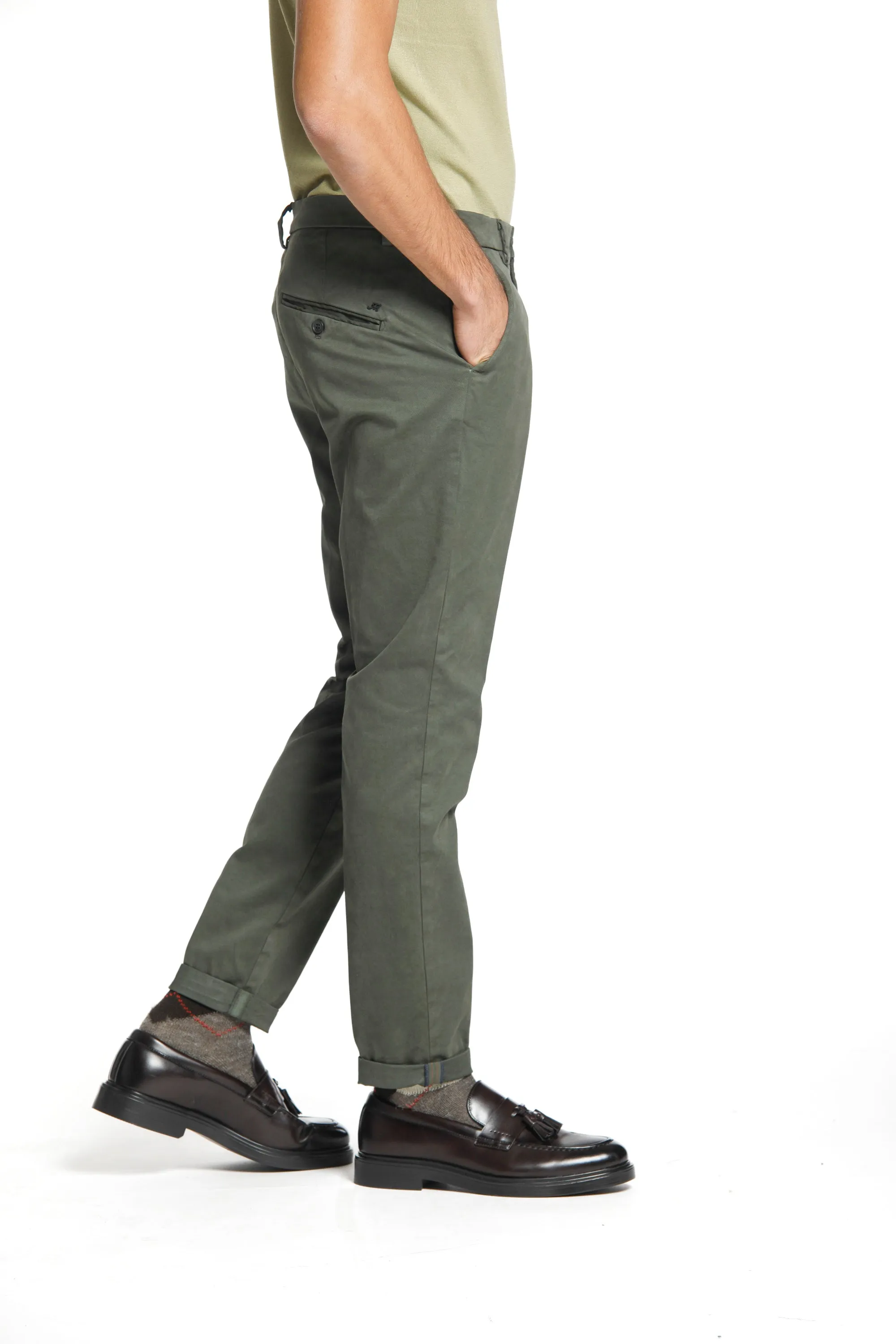 Osaka Style man chino pant in cotton modal stretch carrot fit sold by Mason's product image thumbnail 2