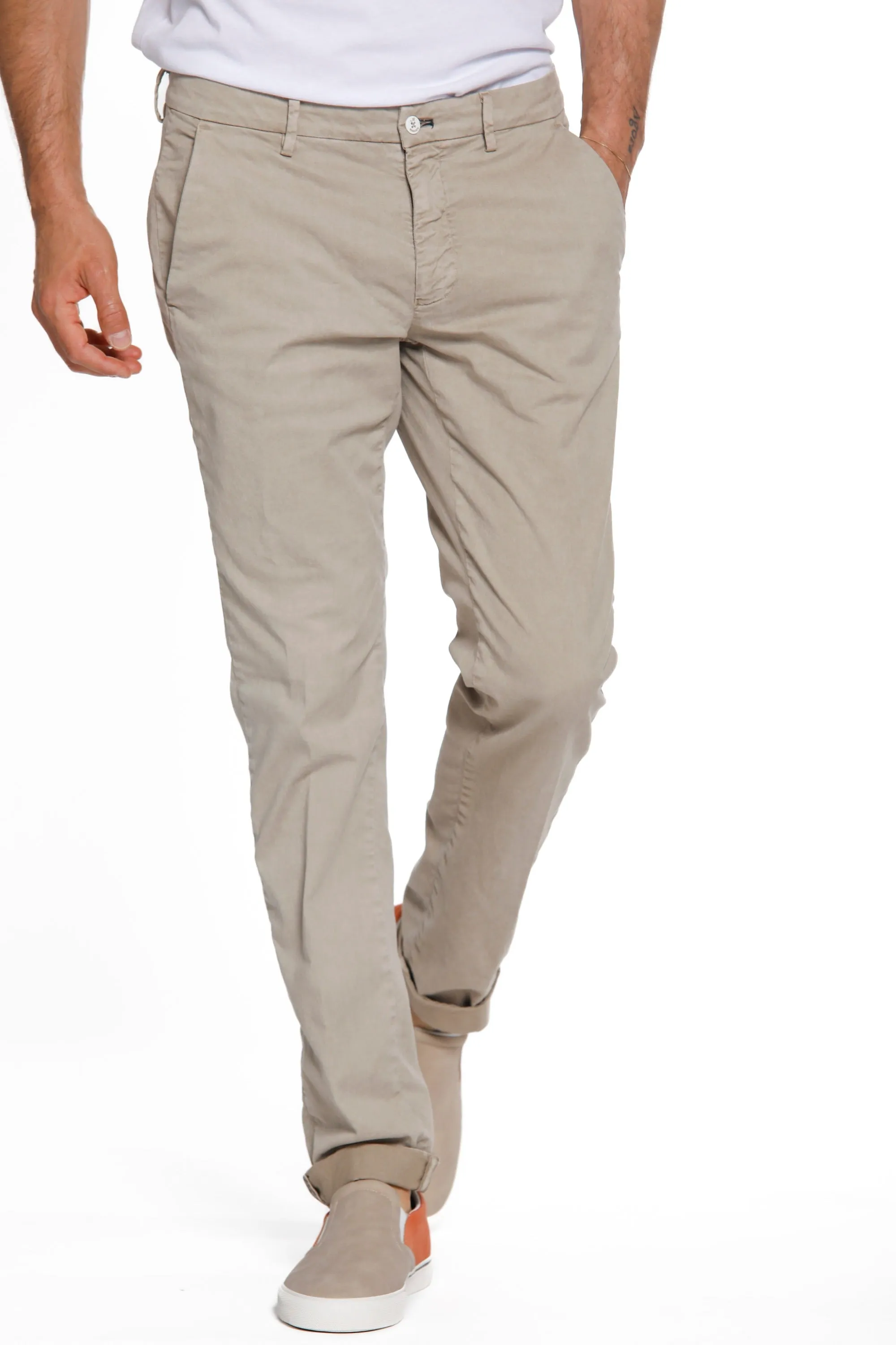 Torino Summer Color man chino pants in cotton and tencel slim sold by Mason's