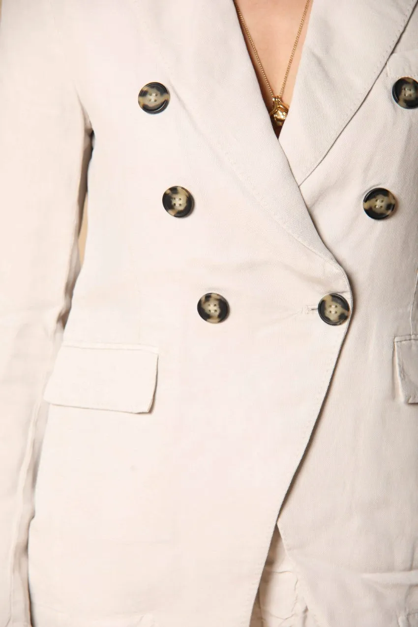 Caroline woman's double-breasted blazer in tencel and linen sold by Mason's product image thumbnail 3