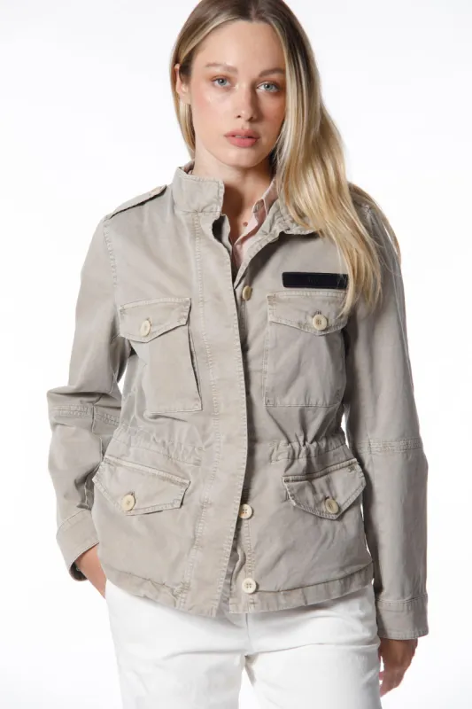 Eva woman field jacket in cotton icon washing with drawstring and patches sold by Mason's