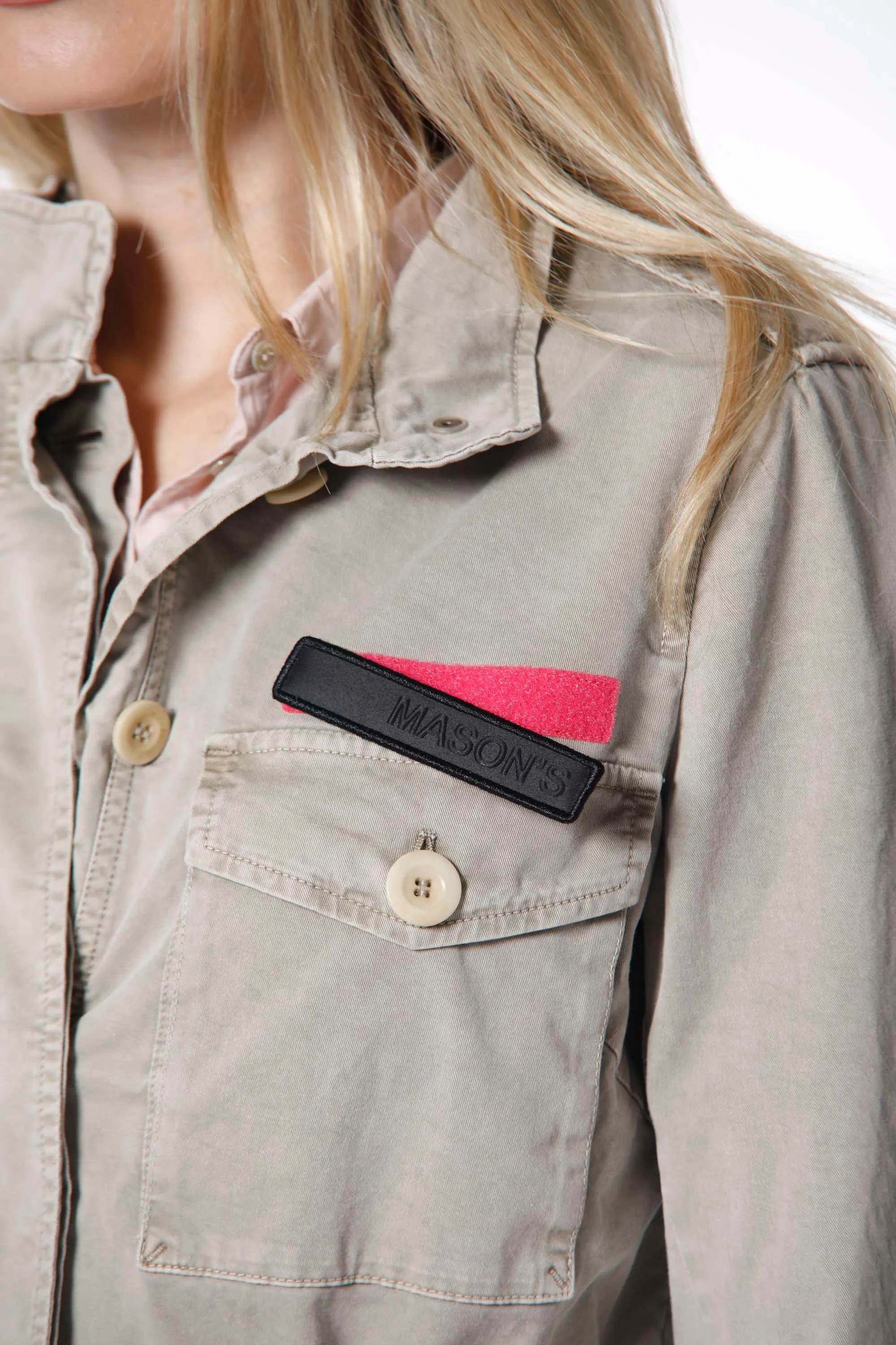 Eva woman field jacket in cotton icon washing with drawstring and patches sold by Mason's product image thumbnail 4