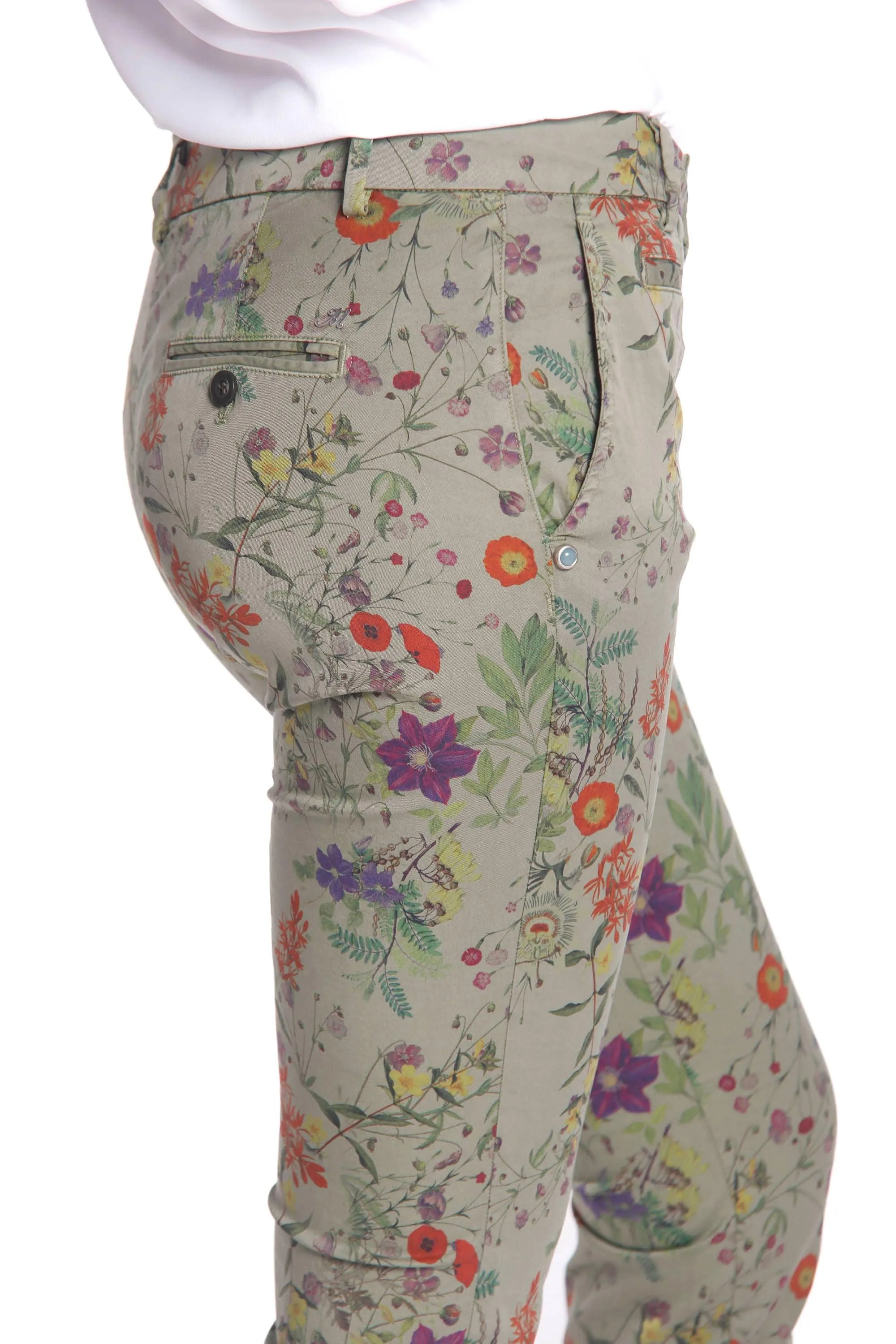 Jaqueline Capri woman chino pants in floral stretch cotton curvy sold by Mason's product image thumbnail 5