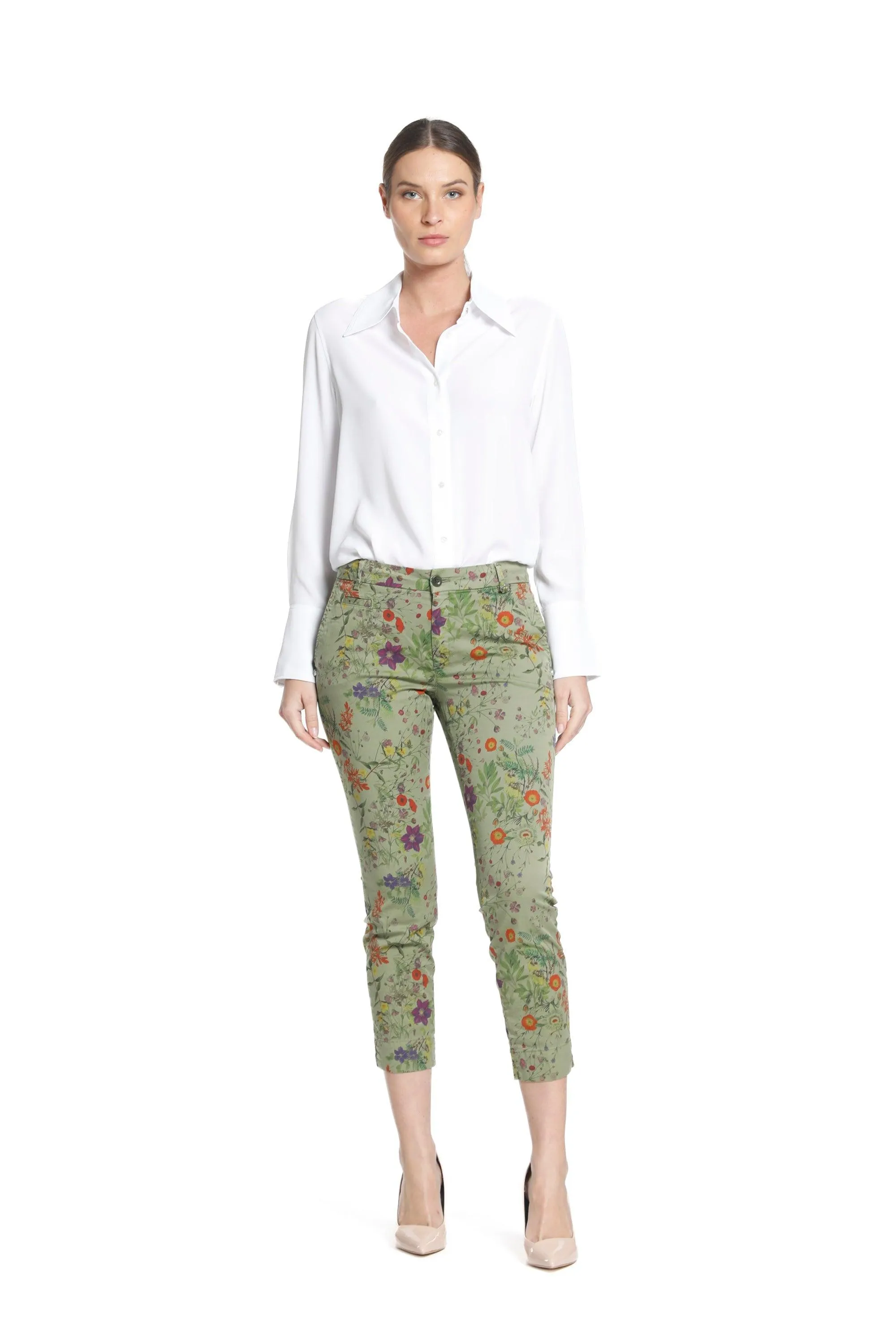 Jaqueline Capri woman chino pants in floral stretch cotton curvy sold by Mason's product image thumbnail 2