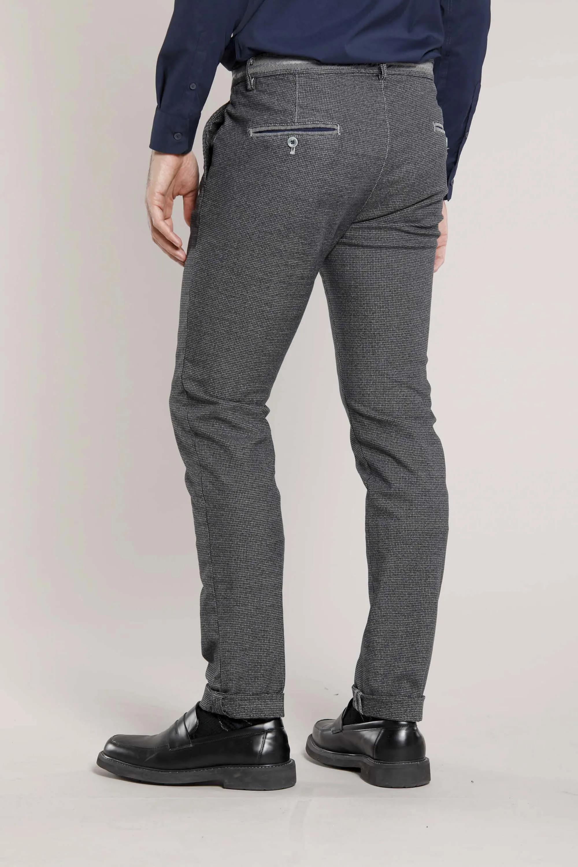 Torino Elegance man chino pants with micro houndstooth moulinè pattern slim sold by Mason's product image thumbnail 5
