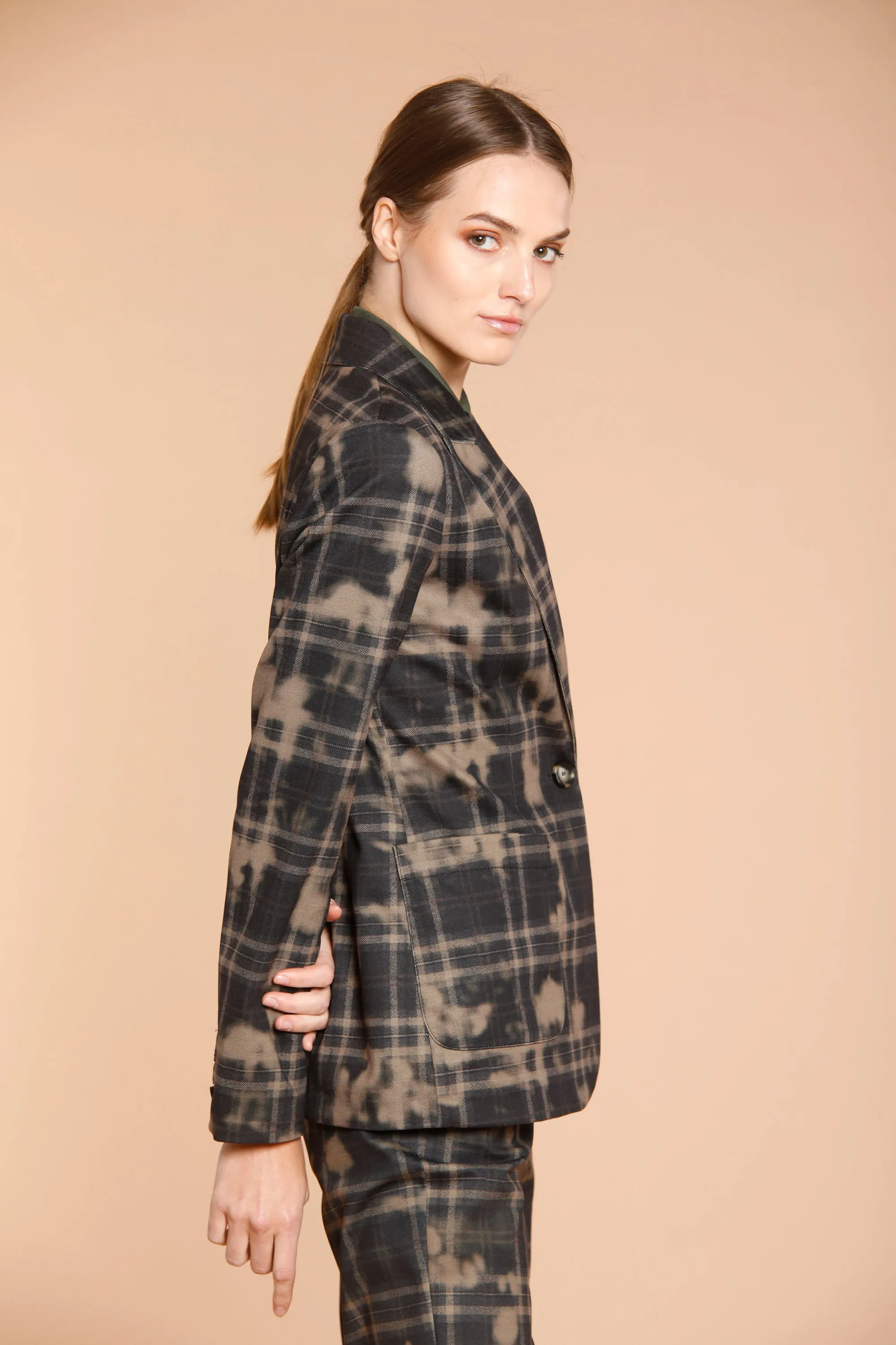 Theresa woman jersey blazer with square and camouflage pattern sold by Mason's product image thumbnail 4