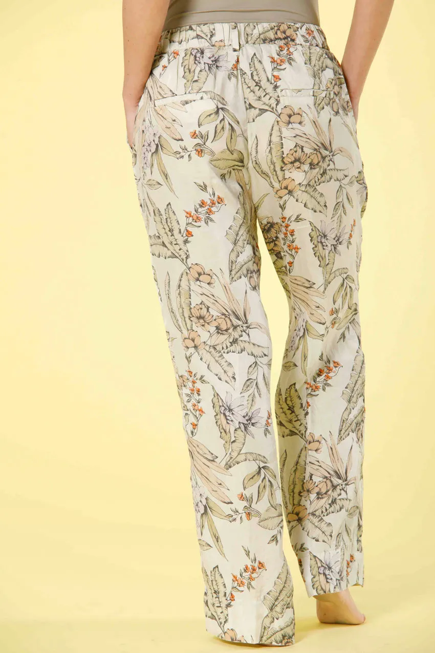 New York Cozy Straight women's chino jogger pants in tencel with flower print straight sold by Mason's product image thumbnail 4