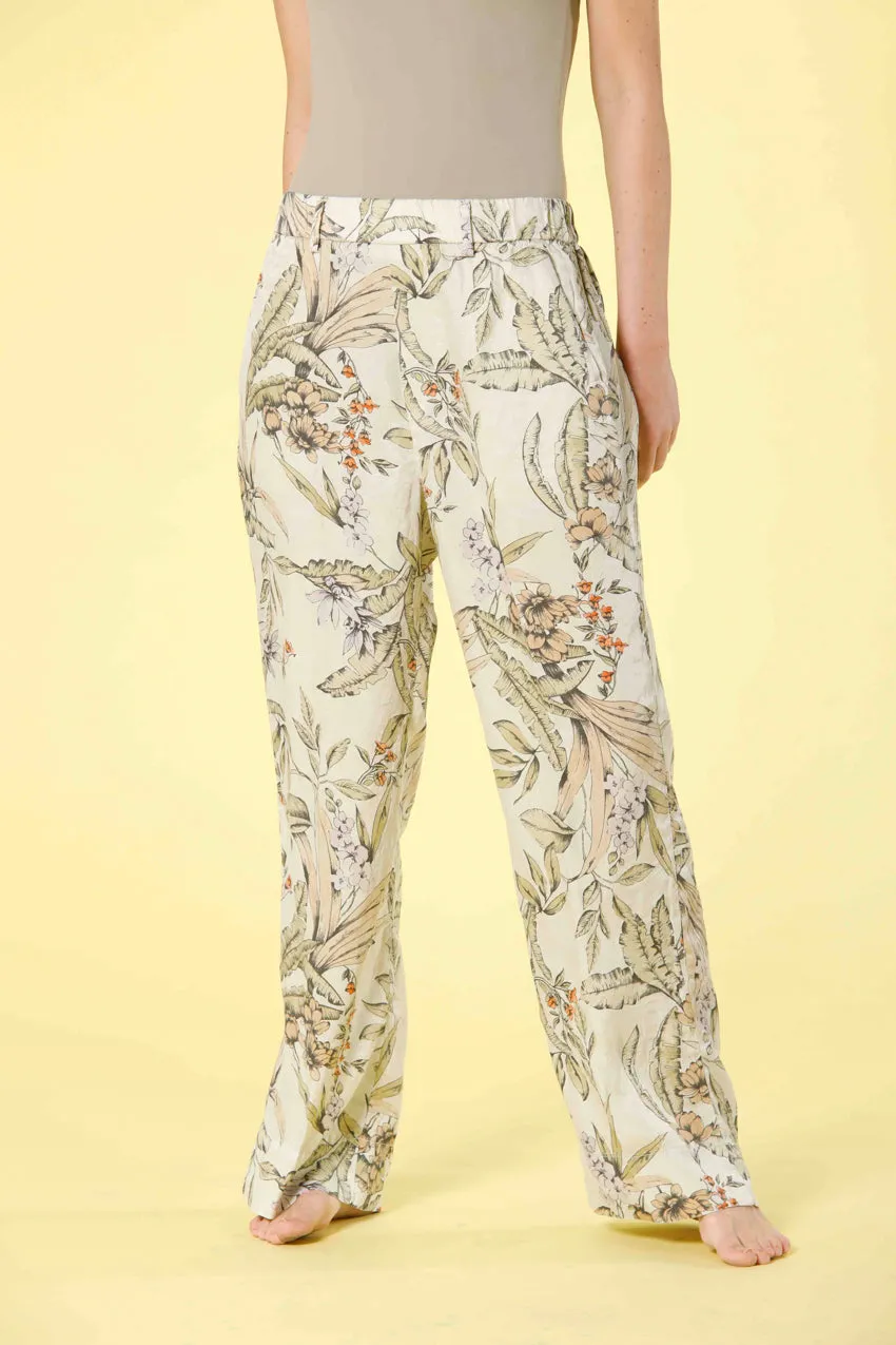 New York Cozy Straight women's chino jogger pants in tencel with flower print straight sold by Mason's