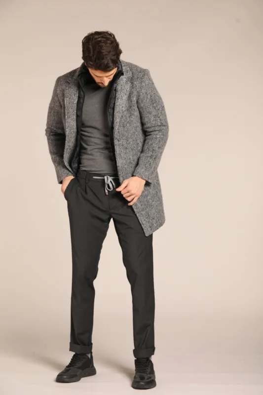 New York 1 Pinces City String men's chino jogger pants in technical wool with a regular fit sold by Mason's