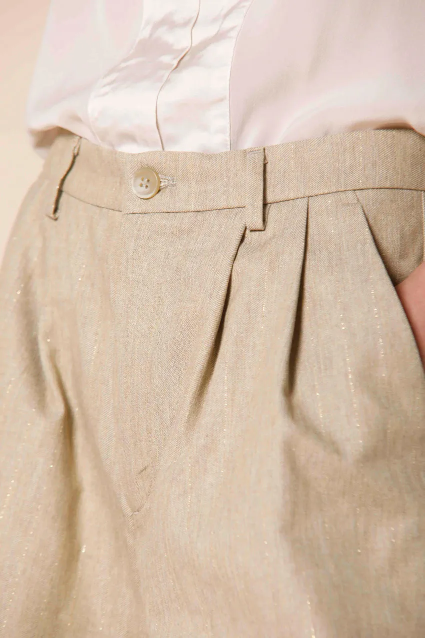 New York Pinces woman's chino bermuda with pinces in canvas lurex stripe relaxed sold by Mason's product image thumbnail 3