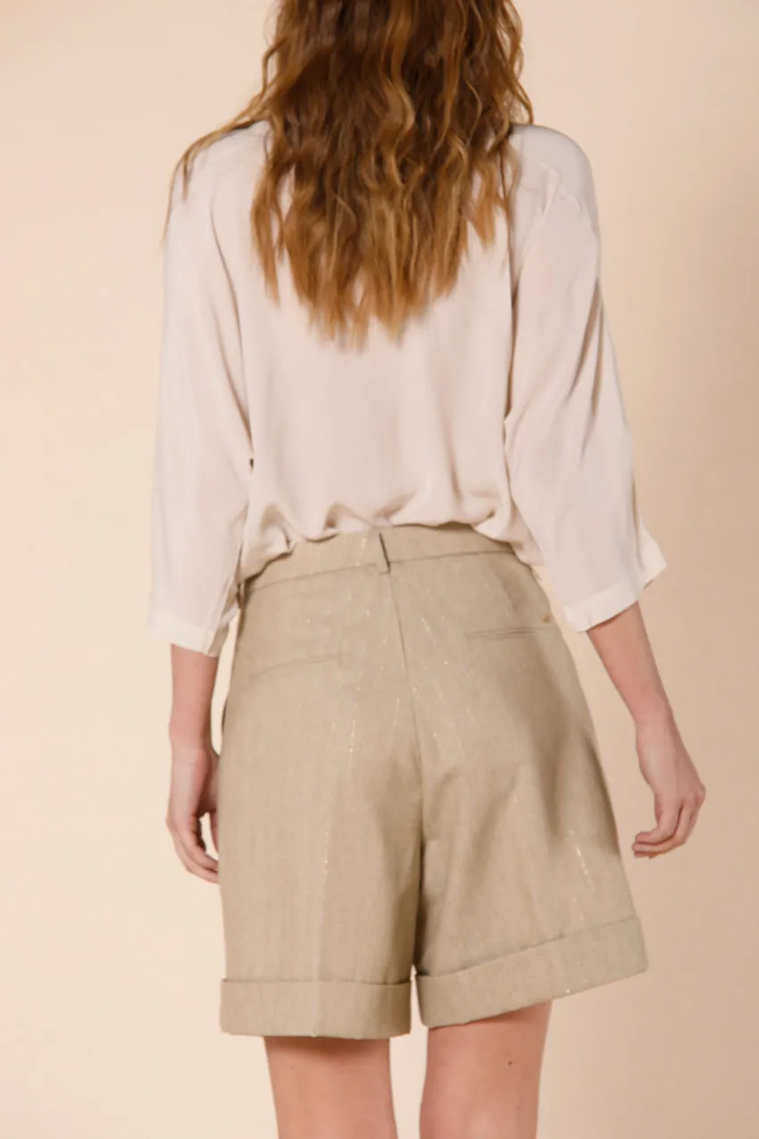 New York Pinces woman's chino bermuda with pinces in canvas lurex stripe relaxed sold by Mason's product image thumbnail 4