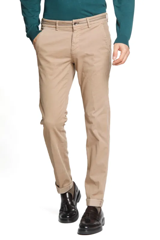 Torino Tapes man gabardine and cotton modal stretch chino pants slim sold by Mason's