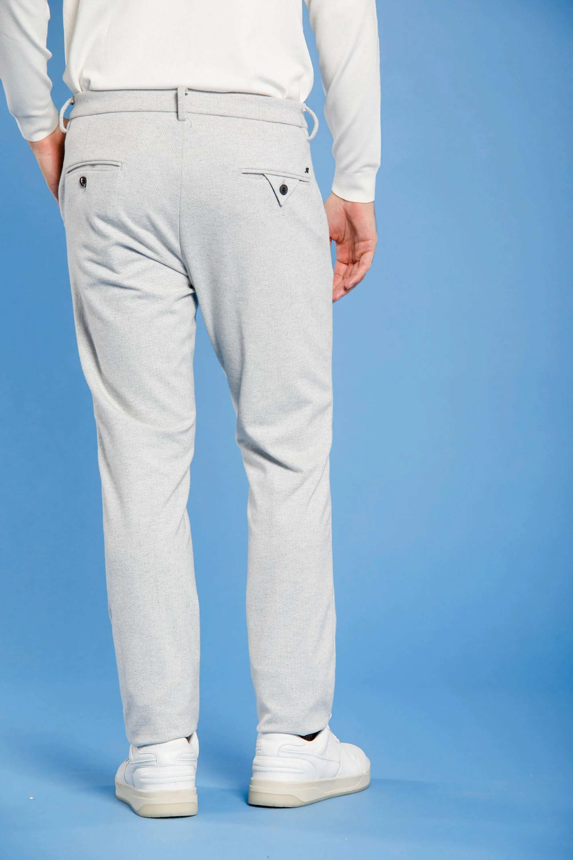 Milano Jog man chino pants in jersey with resca pattern extra slim sold by Mason's product image thumbnail 4