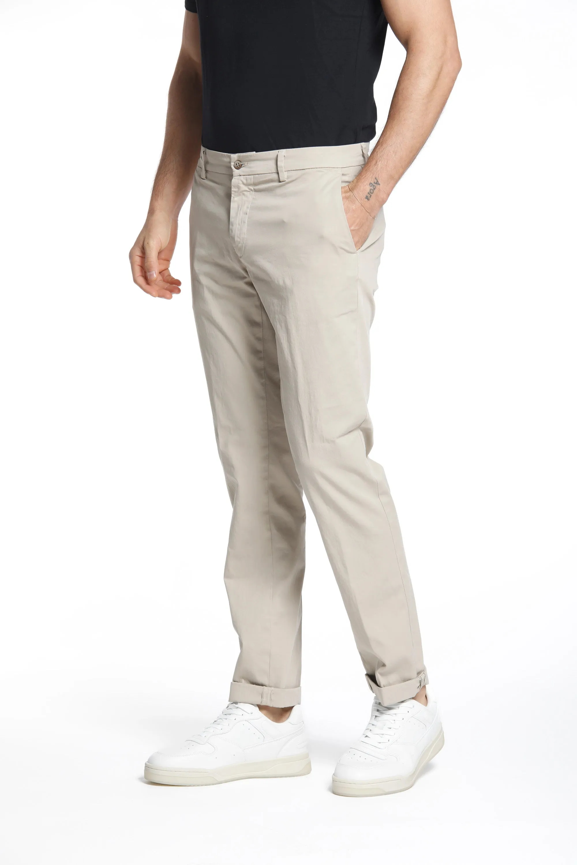 New York man chino pants in stretch satin regular ① sold by Mason's product image thumbnail 4