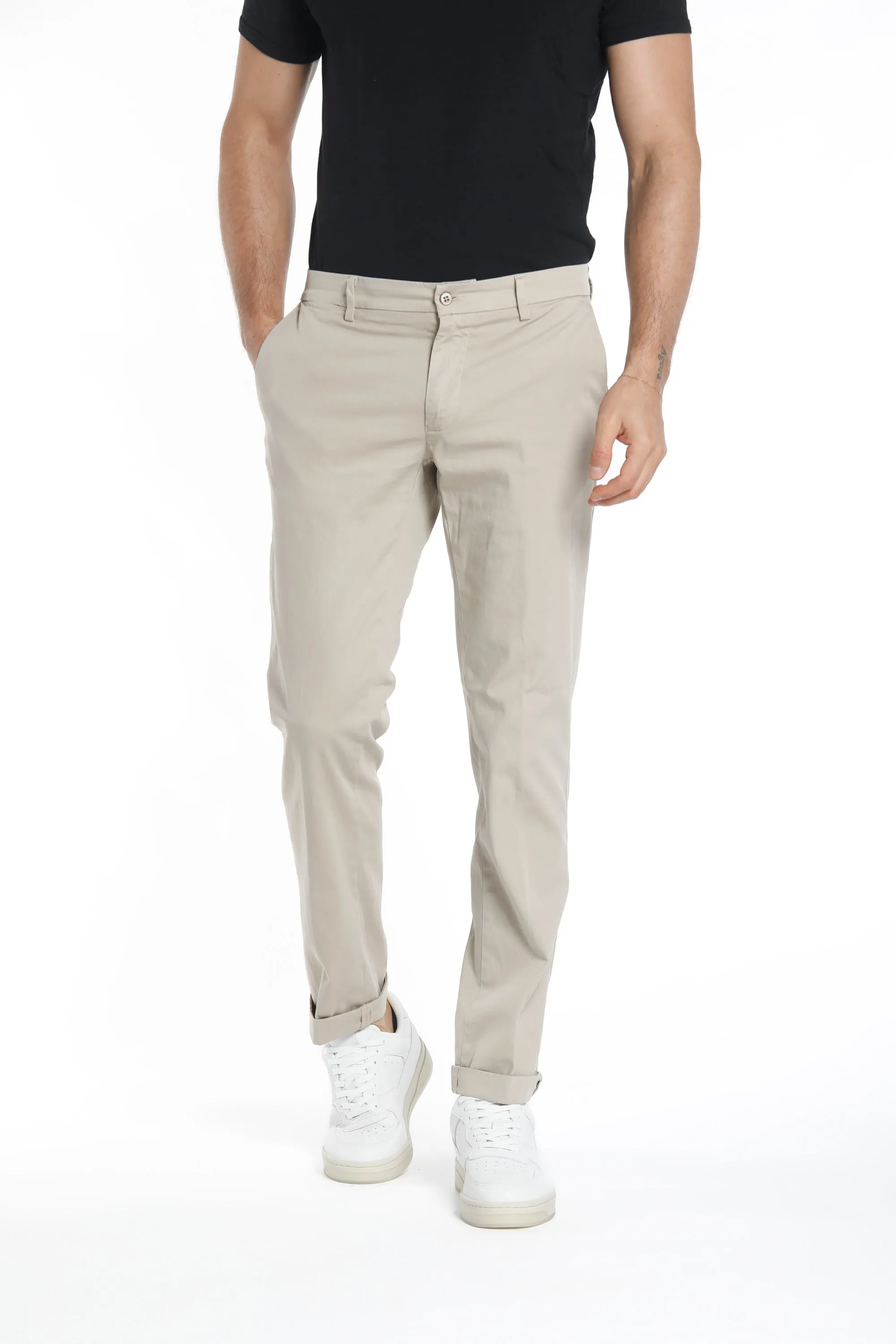 New York man chino pants in stretch satin regular ① sold by Mason's