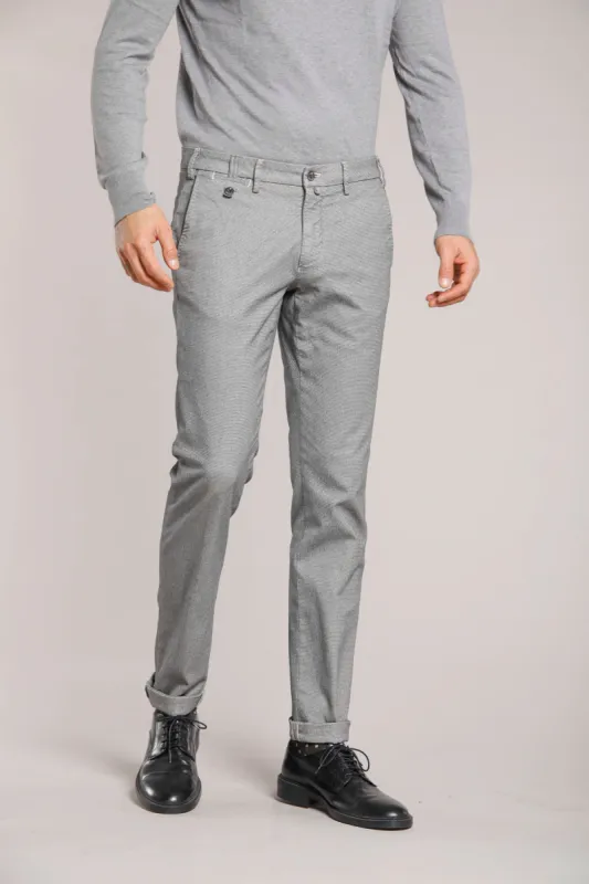 Torino Prestige man cotton modal chino pants with micro patterned slim sold by Mason's