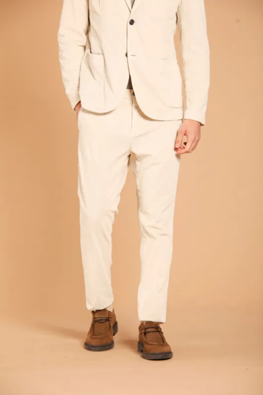 Osaka men's chino pants in velvet 500 stripes carrot fit sold by Mason's