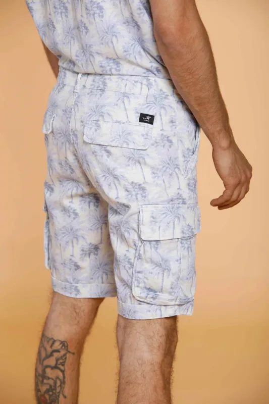 Chile man cargo bermuda in stretch satin with palm pattern regular sold by Mason's