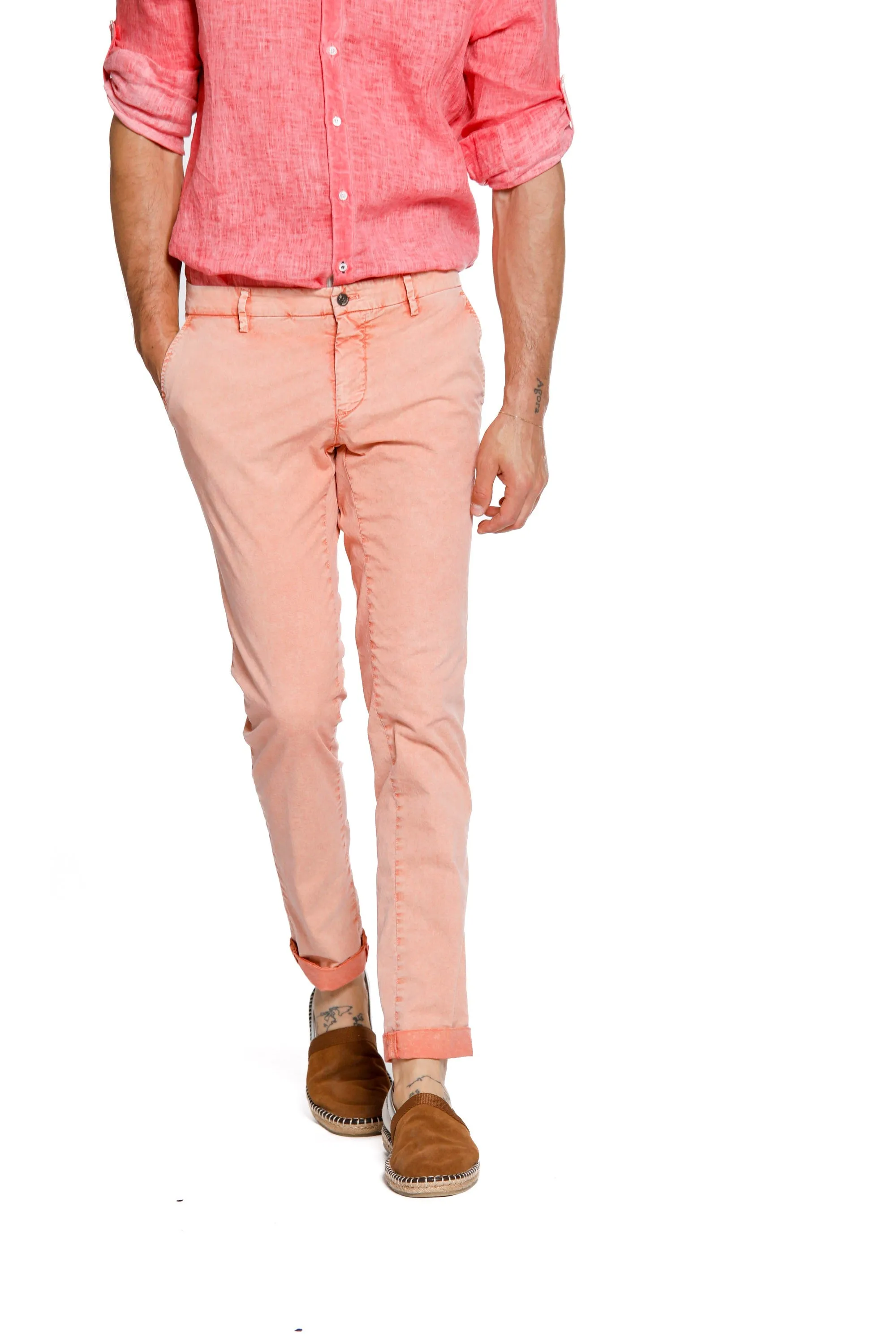 Milano Style Essential man chino pants in stretch cotton icon washing extra slim sold by Mason's