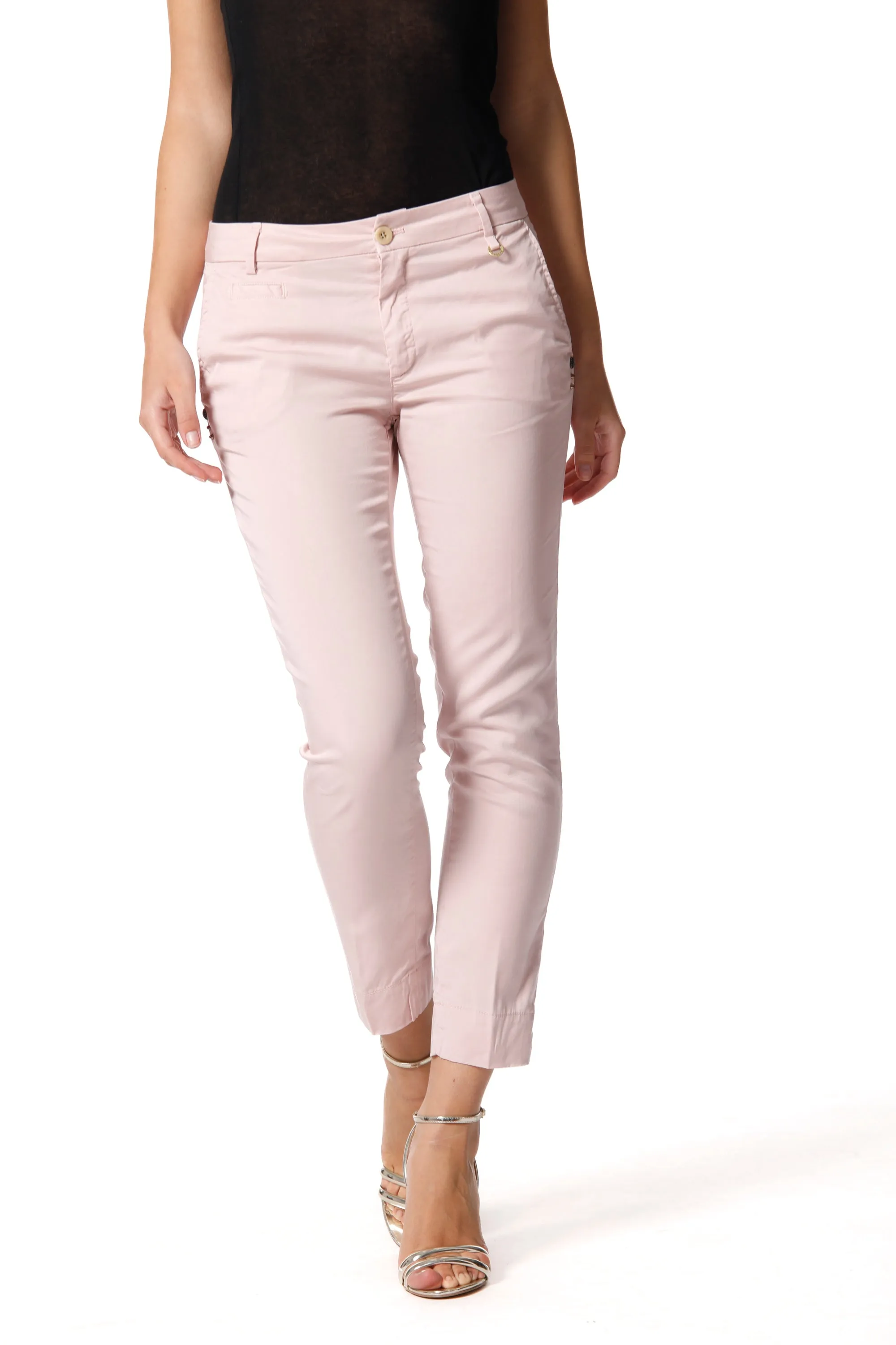 Jaqueline Capri woman chino pants in tencel curvy ① sold by Mason's