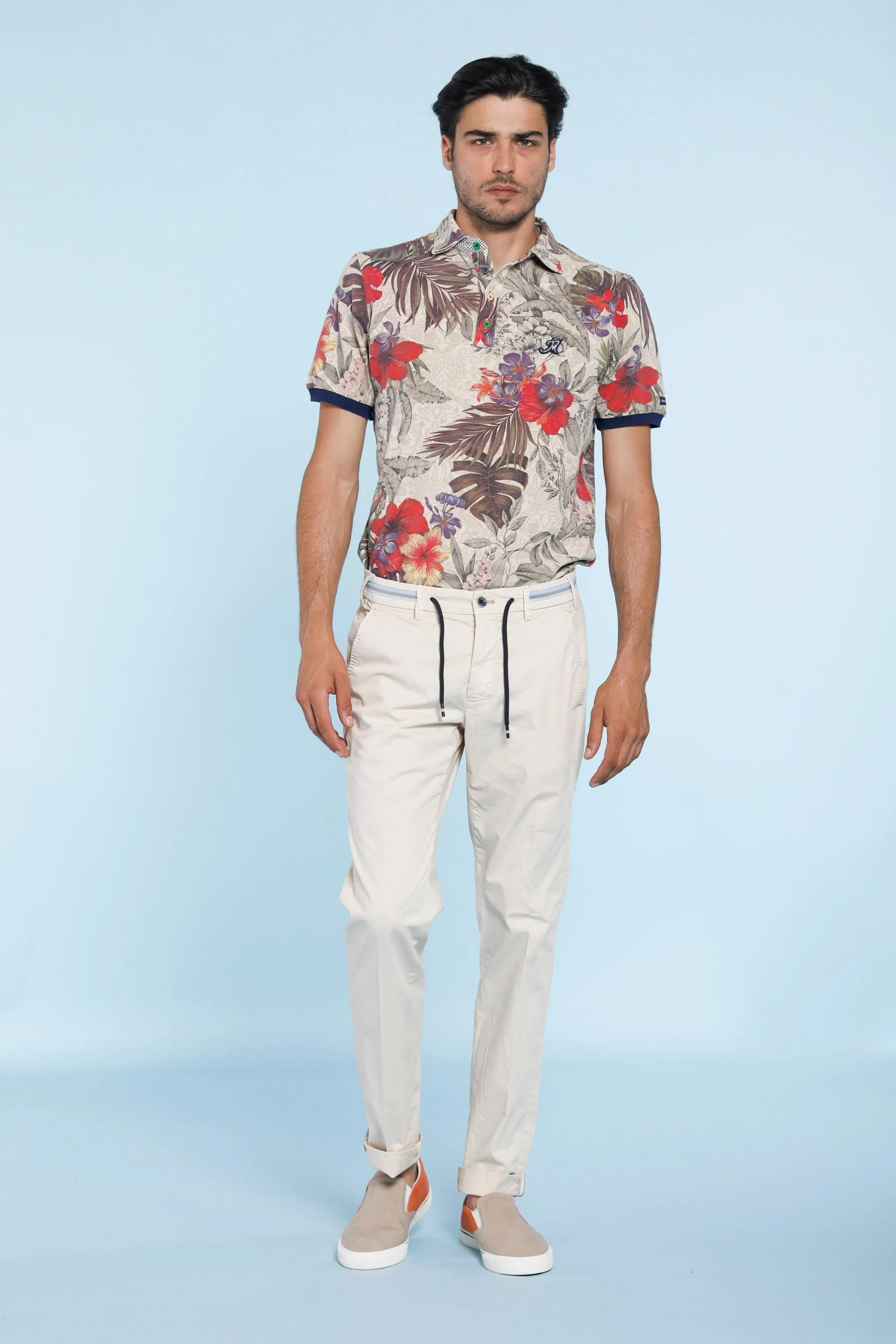 Torino Rainbow man chino pants in stretch gabardine with ribbon slim sold by Mason's product image thumbnail 2