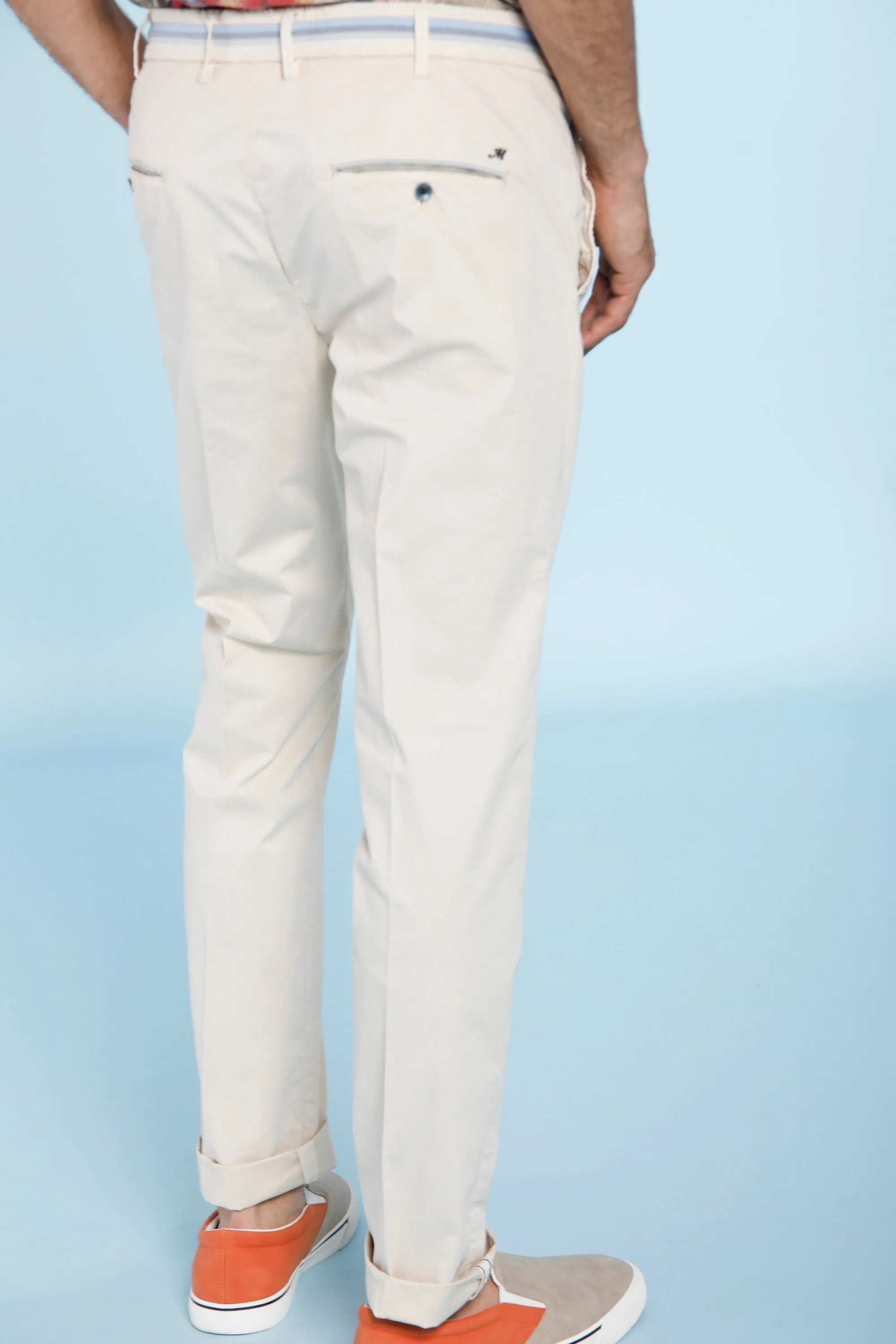 Torino Rainbow man chino pants in stretch gabardine with ribbon slim sold by Mason's product image thumbnail 5