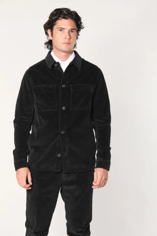 Steve man velvet overshirt 500 stripes with pockets sold by Mason's