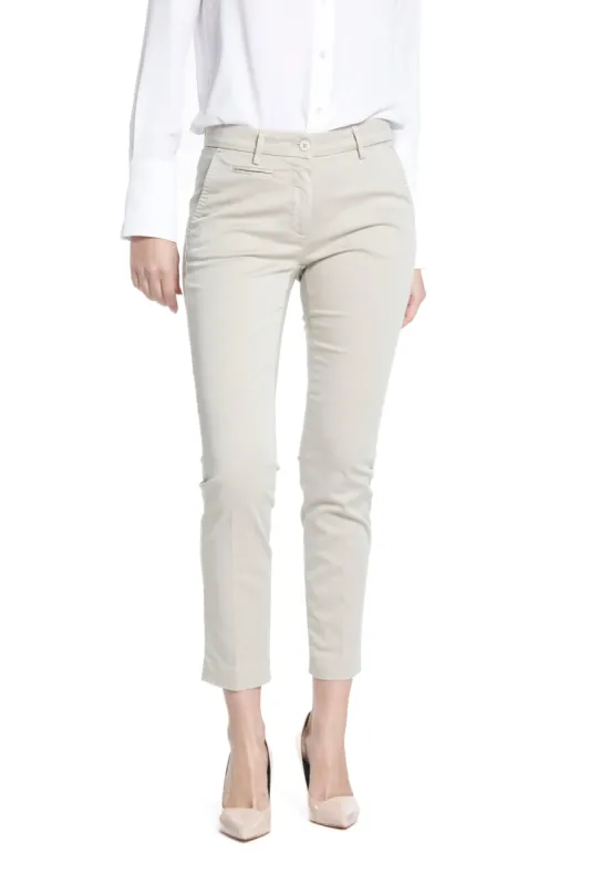 New York Slim woman chino trousers in stretch satin slim ① sold by Mason's