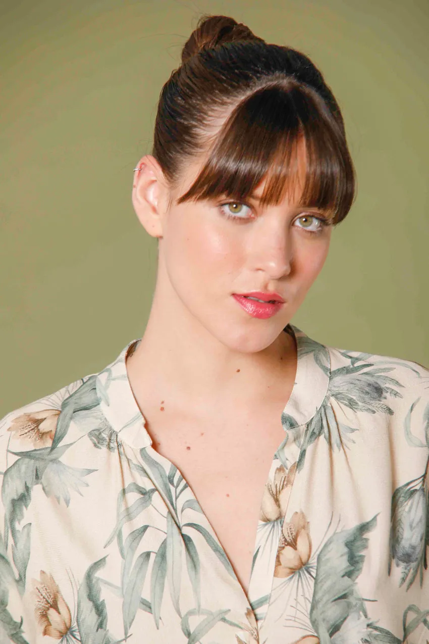 Adele MM woman's short sleeve shirt in viscose with flower pattern sold by Mason's product image thumbnail 2