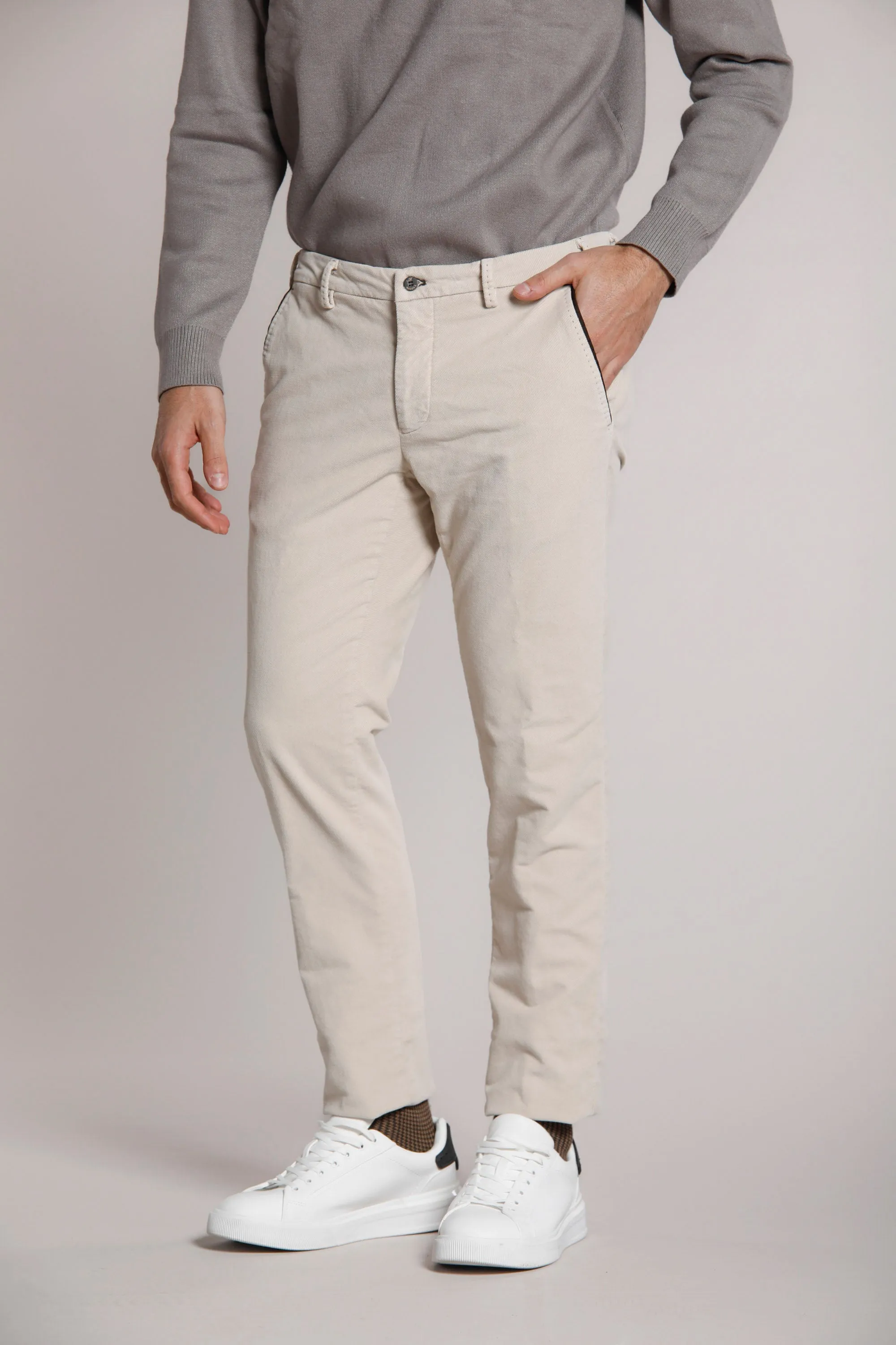 New York Plus man plush chino pants with velvet effect regular sold by Mason's