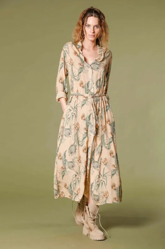 Nicole Dress woman's long dress in viscose with flower pattern regular sold by Mason's