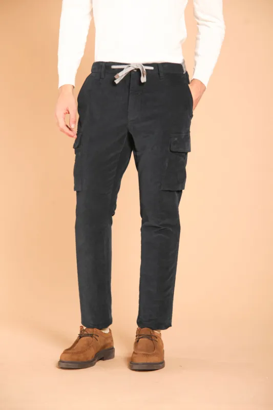 Chile Golf men's cargo pants in in plush velvet-effect carrot fit sold by Mason's