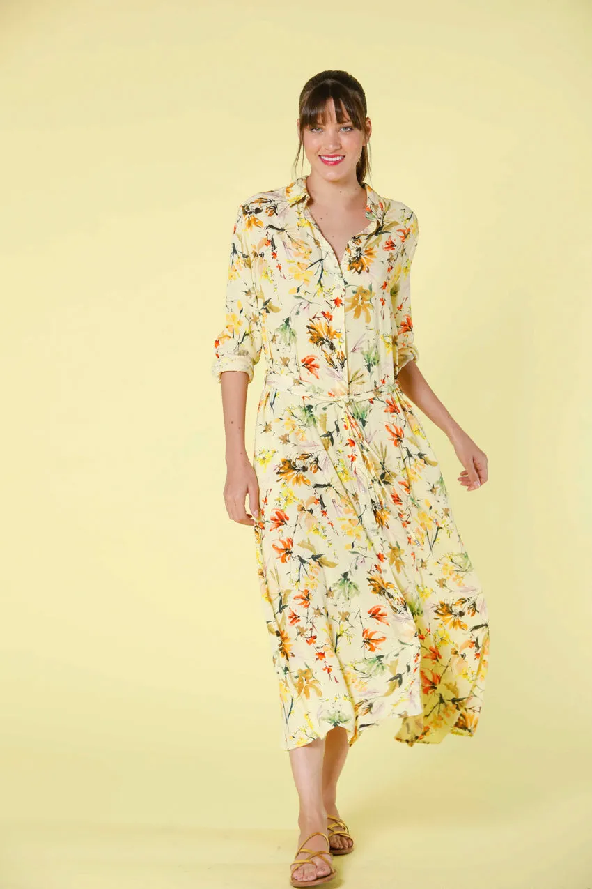 Nicole Dress woman's long dress in popeline with wildflowers pattern regular sold by Mason's